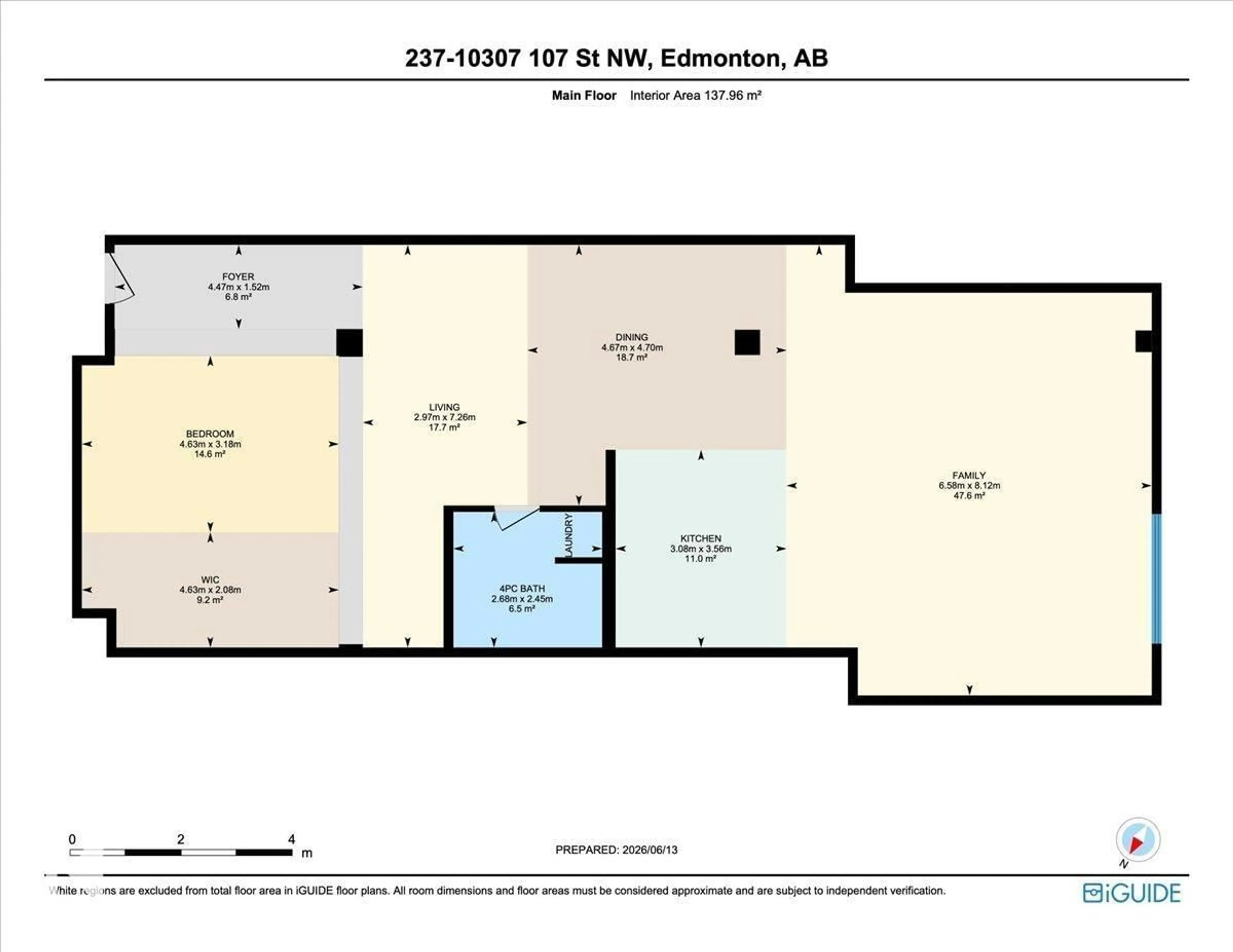 Floor plan for 237 - 10309 107 ST, Edmonton Alberta T5J1K3