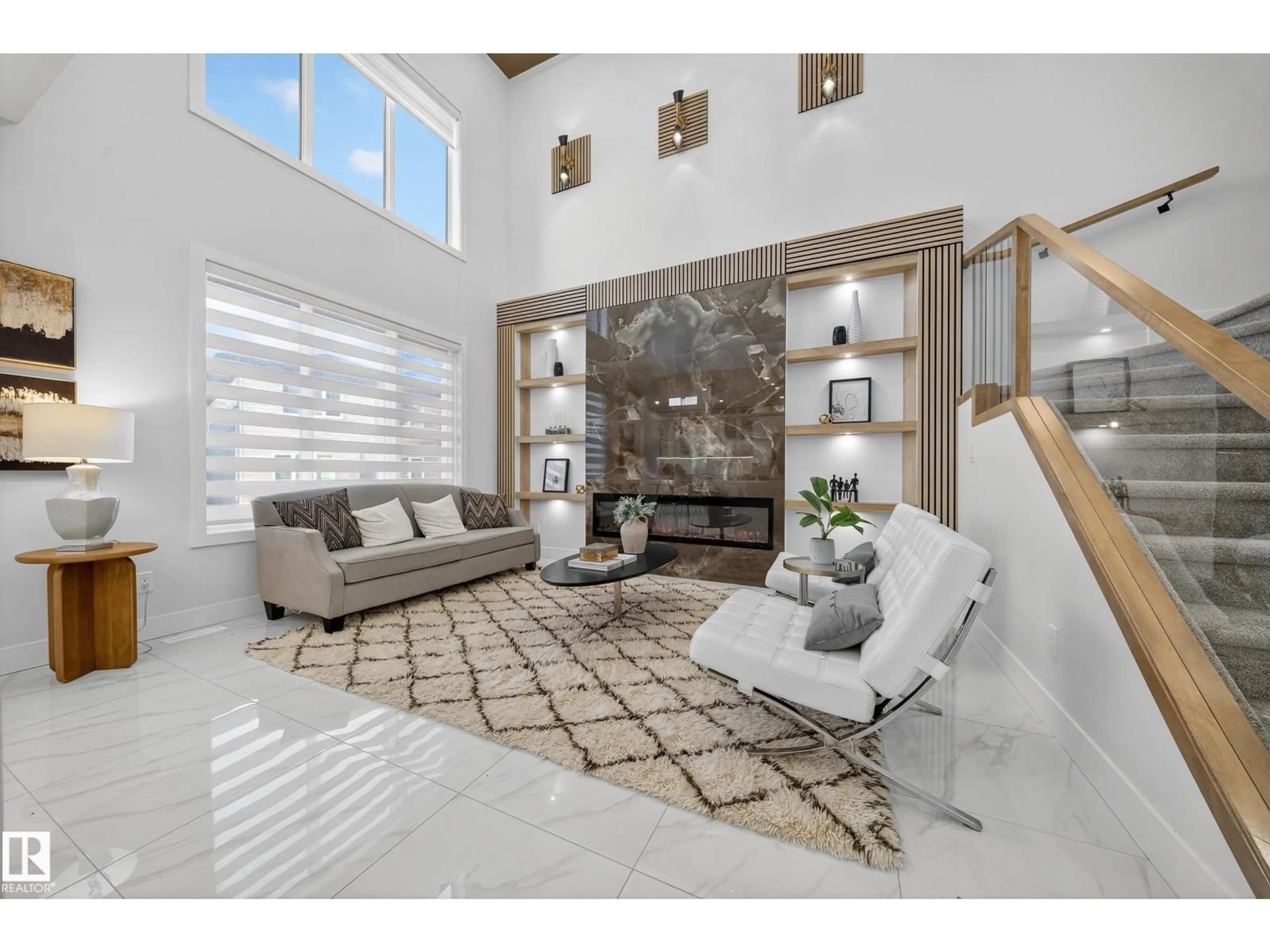 Living room with furniture, ceramic/tile floor for 372 CREEKSIDE GREEN, Leduc Alberta T9E1W5