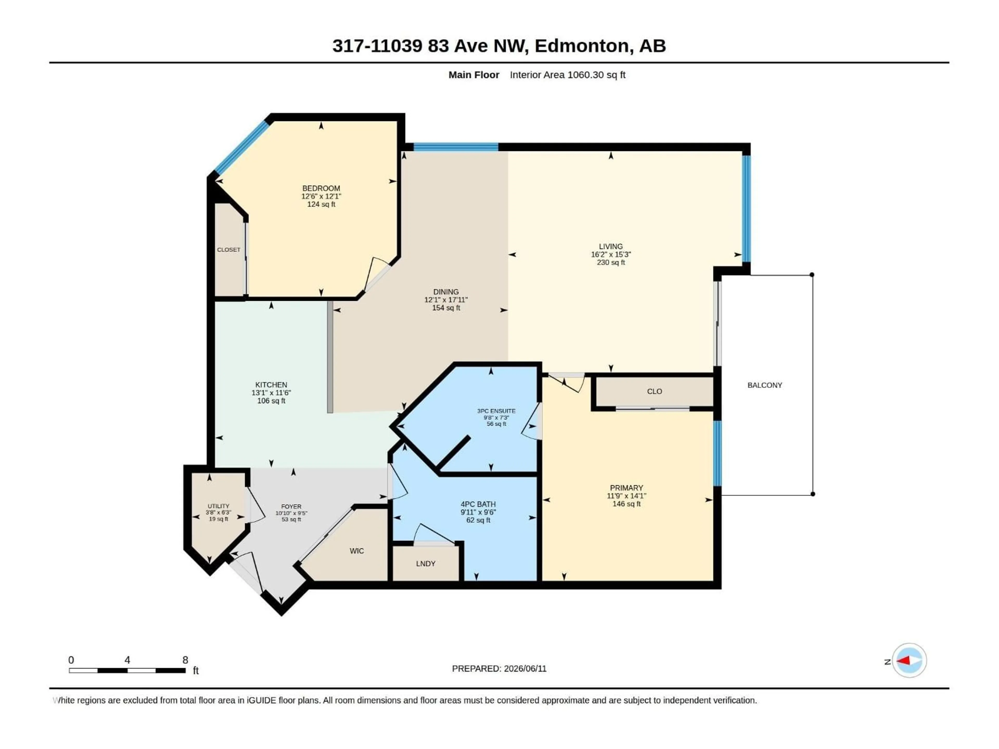 Floor plan for #317 - 11039 83 AV, Edmonton Alberta T6G2V6