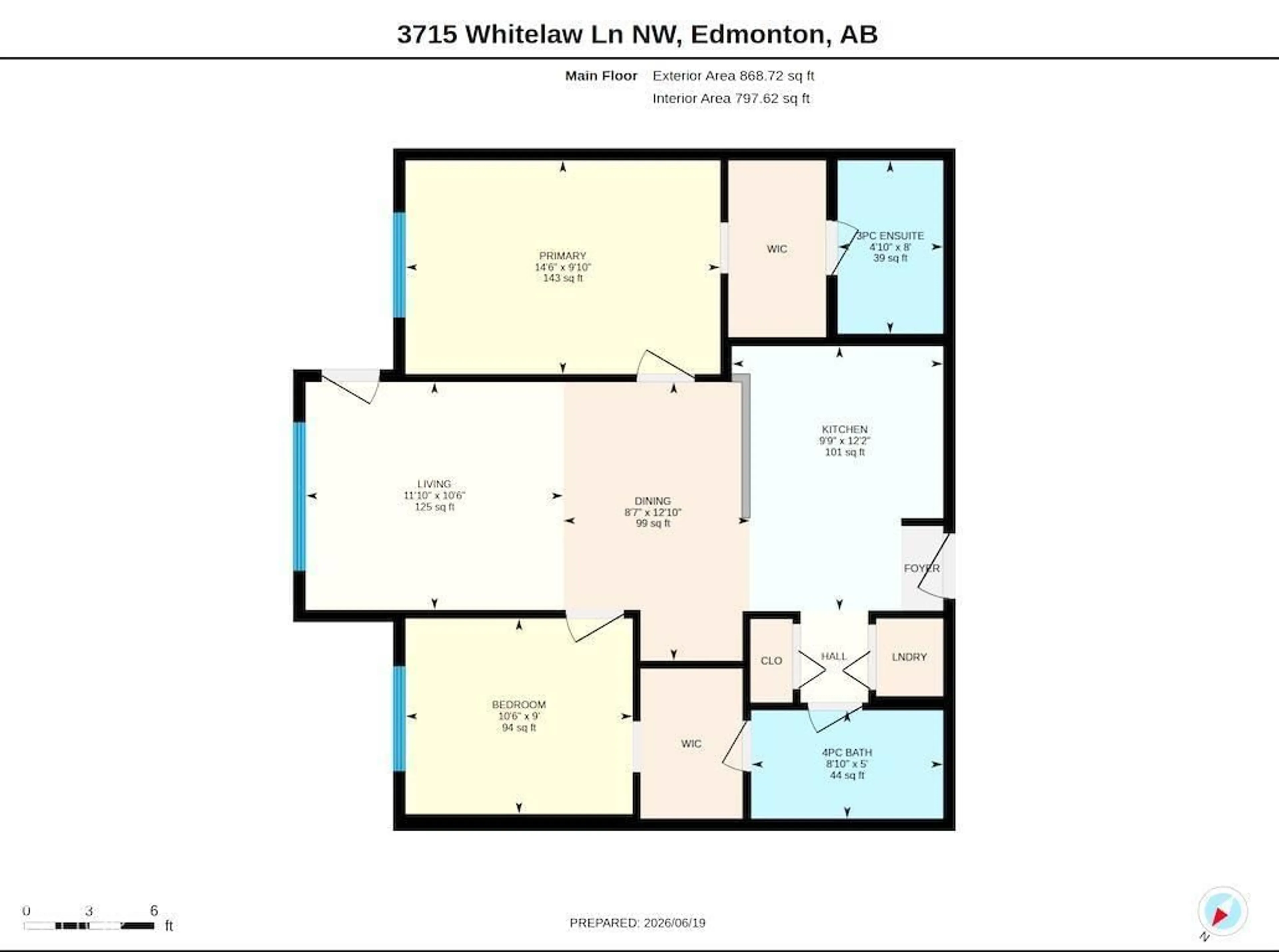 Floor plan for #117 - 3715 WHITELAW LN, Edmonton Alberta T6W2C3