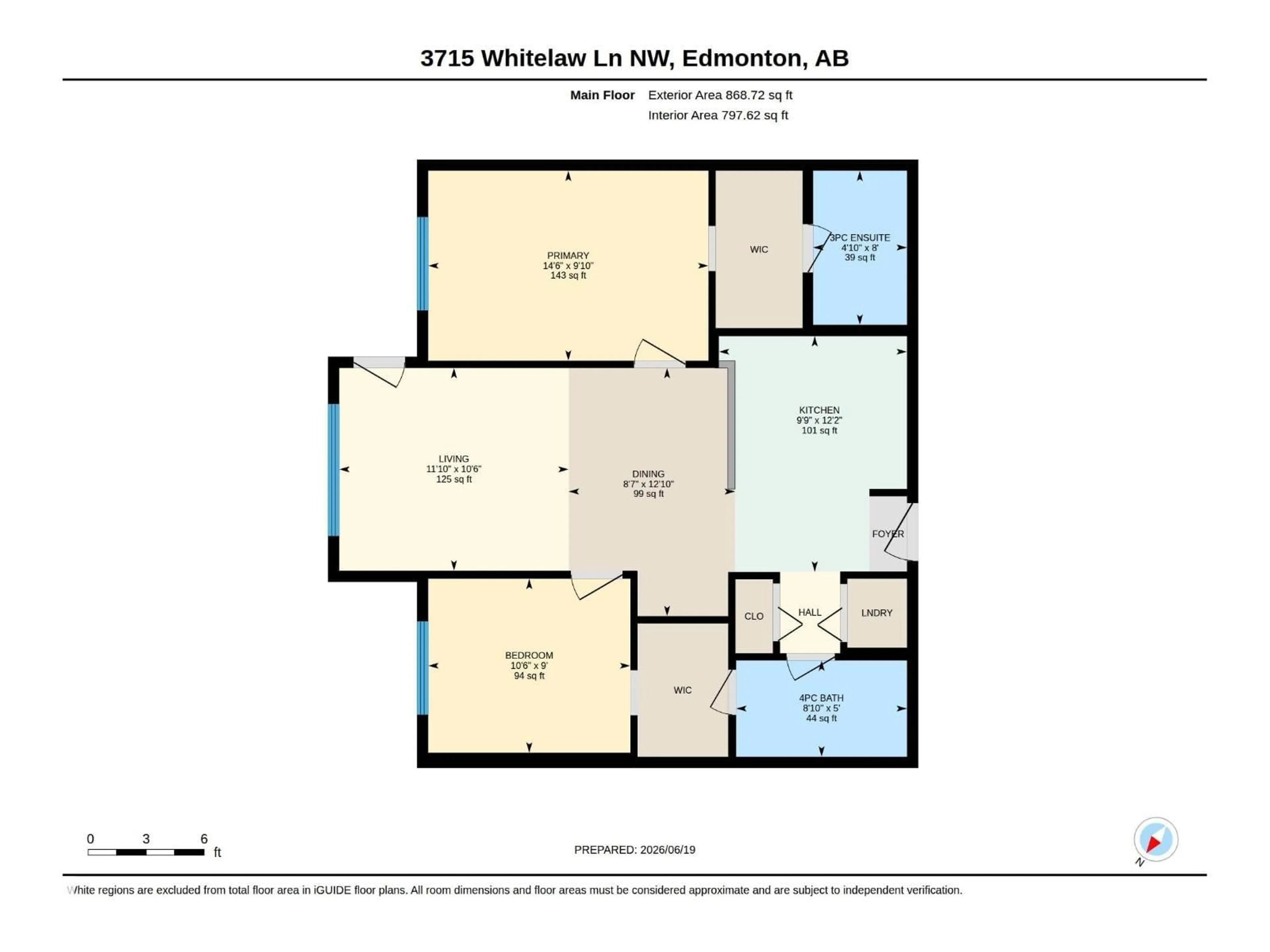 Floor plan for #117 - 3715 WHITELAW LN, Edmonton Alberta T6W2C3