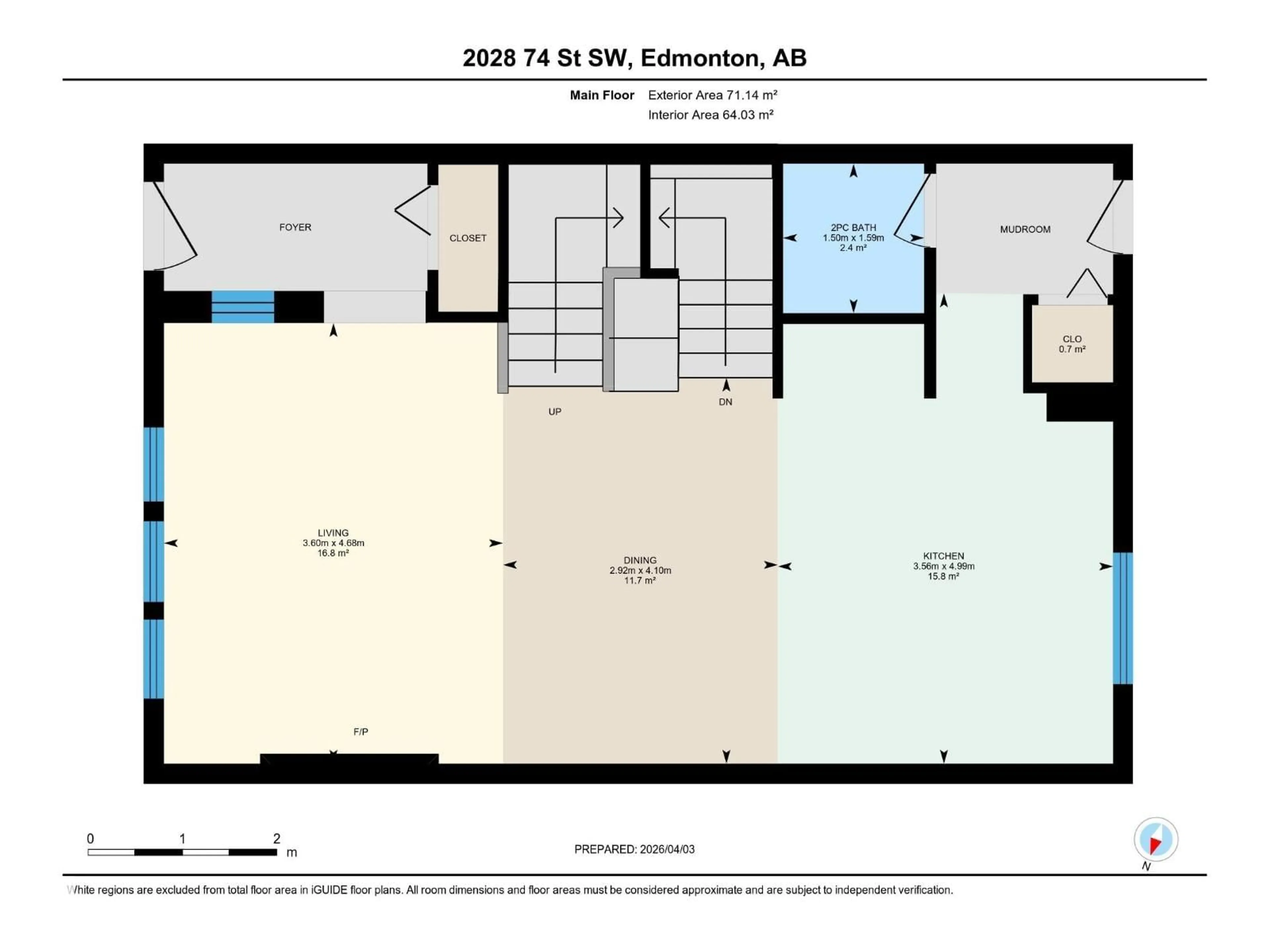 Floor plan for 2028 74 ST, Edmonton Alberta T6X0V7