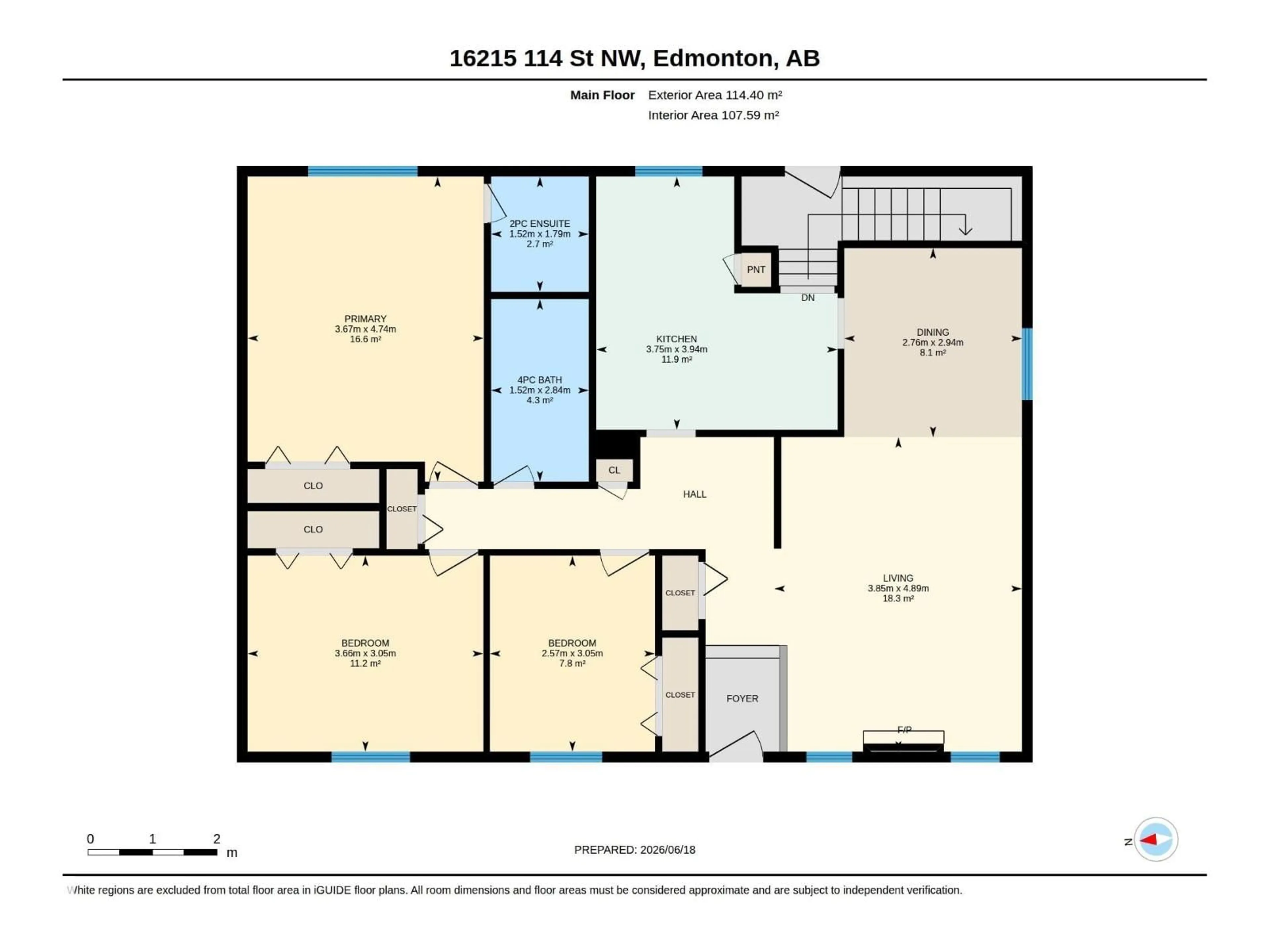 Floor plan for 16215 114 ST, Edmonton Alberta T5X2L9