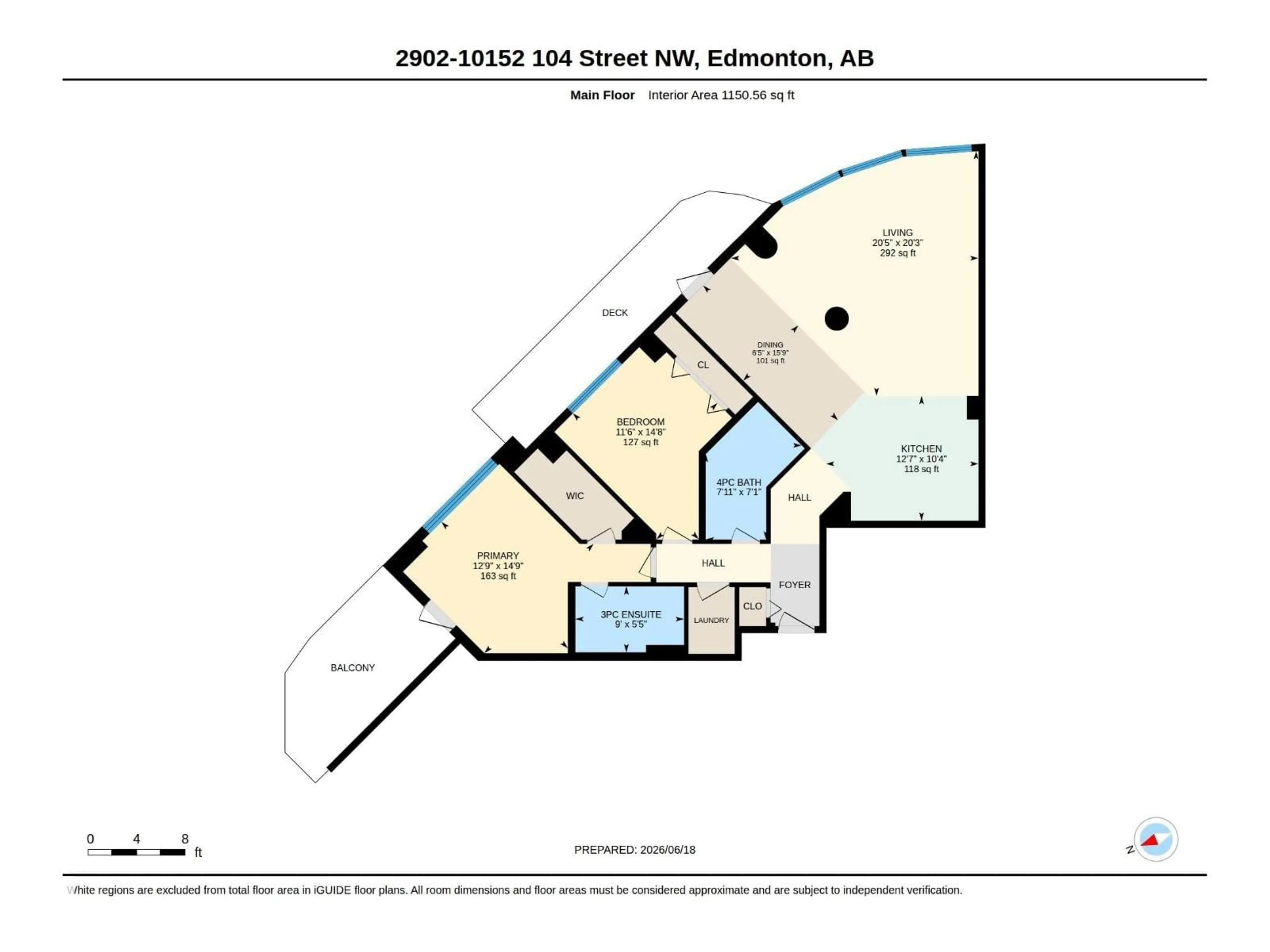 Floor plan for 10152 - 2902 104 ST, Edmonton Alberta T5J0B6