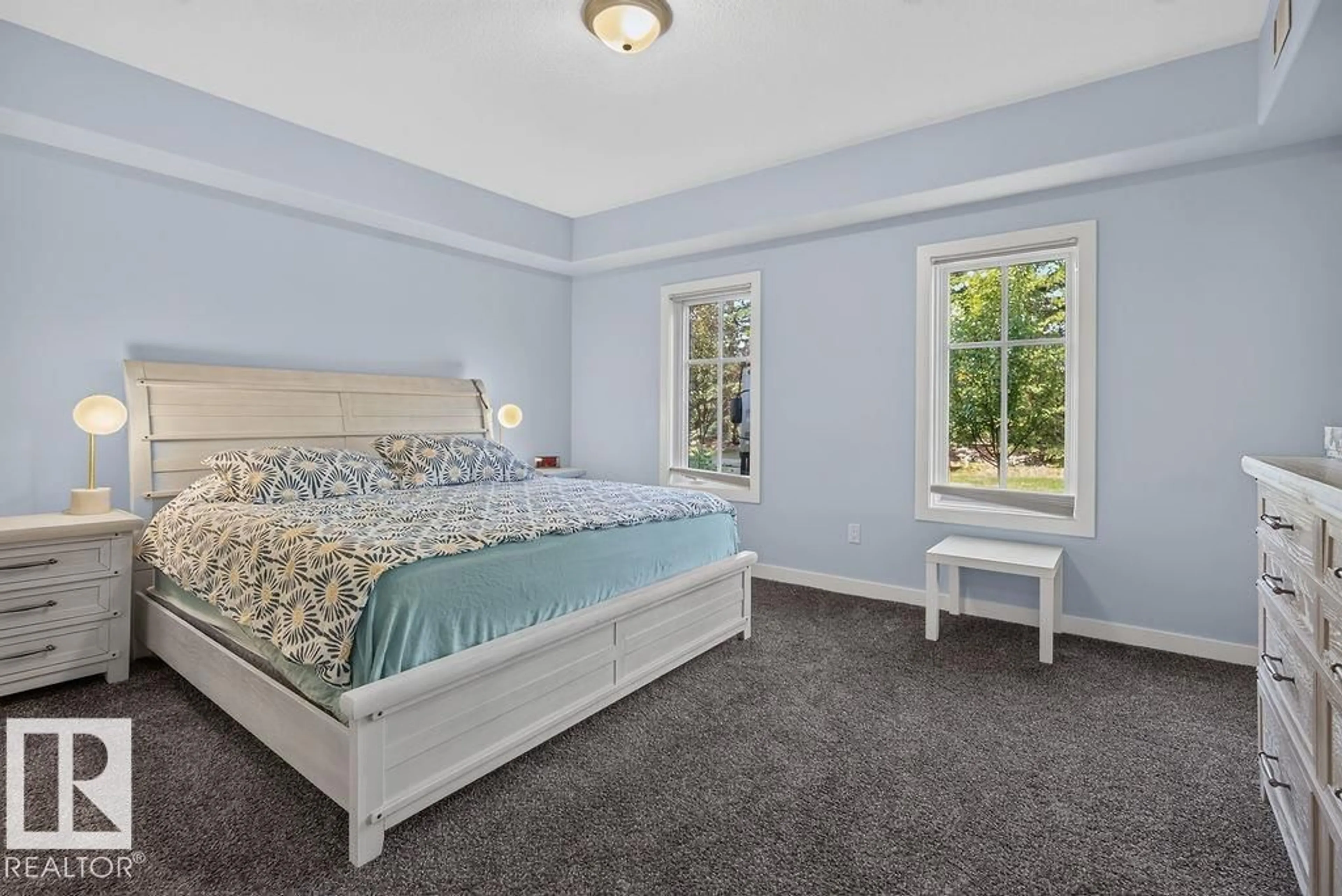 Bedroom with bed, carpet floor for #106 - 1406 HODGSON WY, Edmonton Alberta T6R3K1