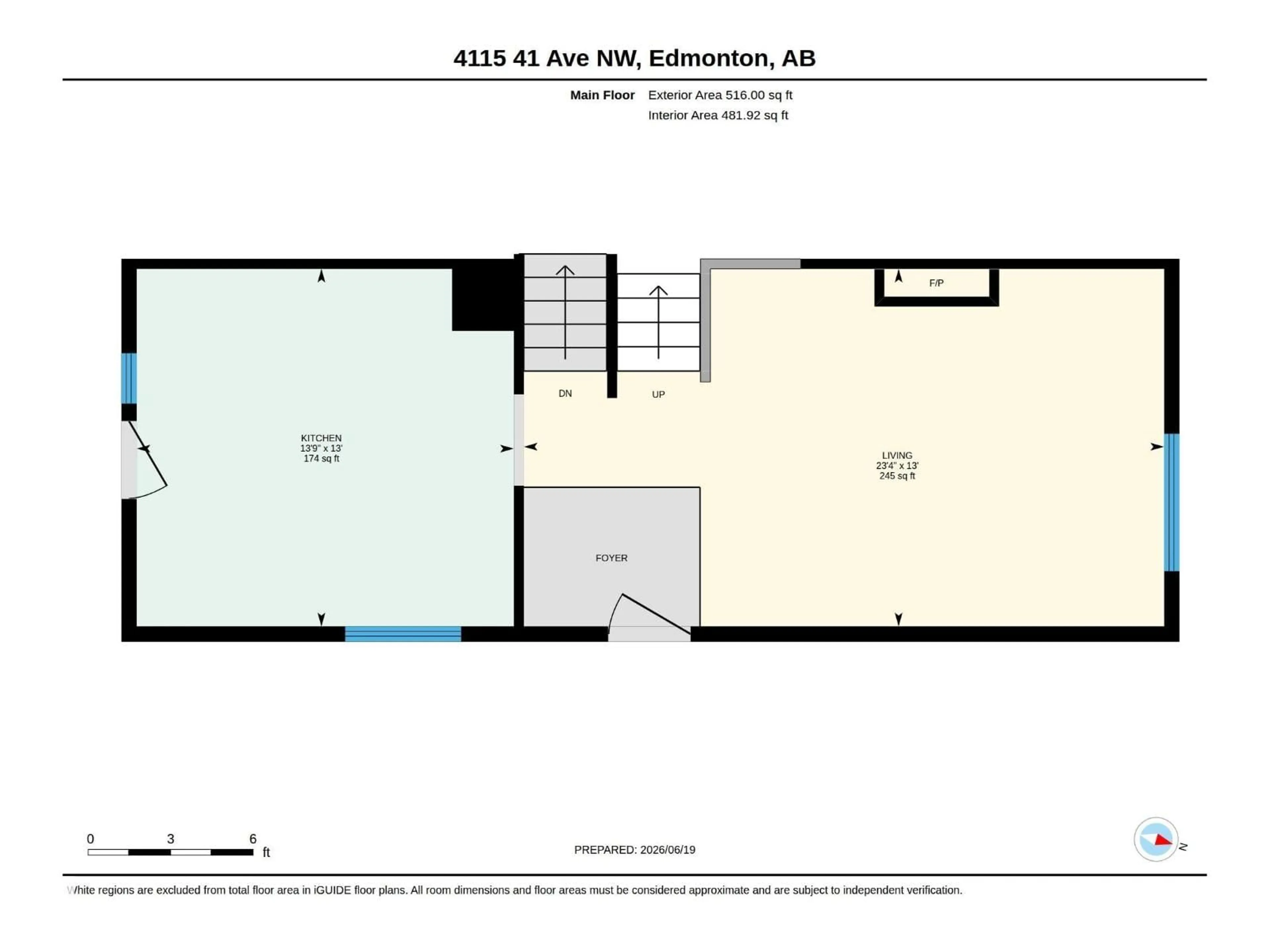 Floor plan for NW - 4115 41 AV, Edmonton Alberta T6L5M3