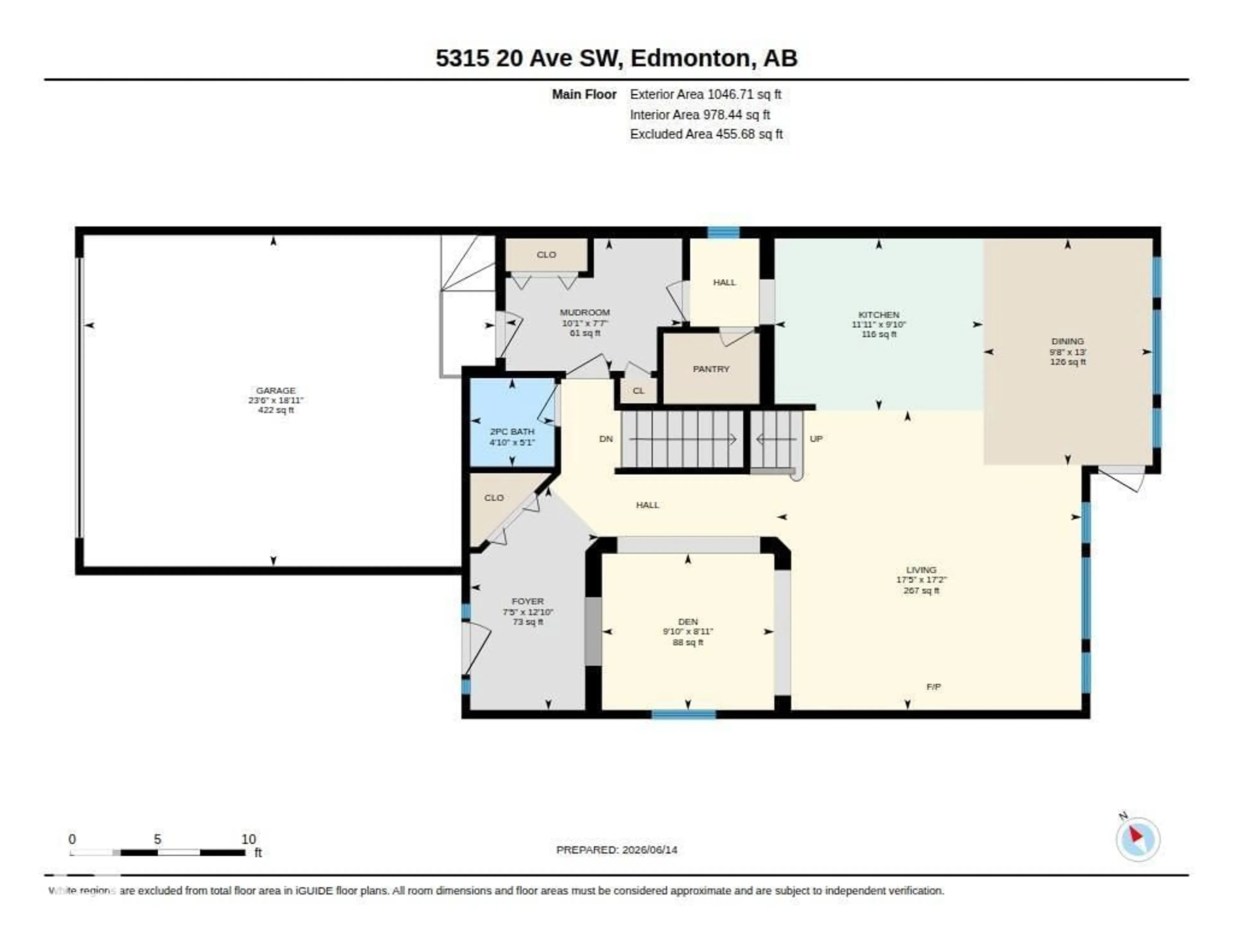 Floor plan for 5315 20 AV, Edmonton Alberta T6X1V4