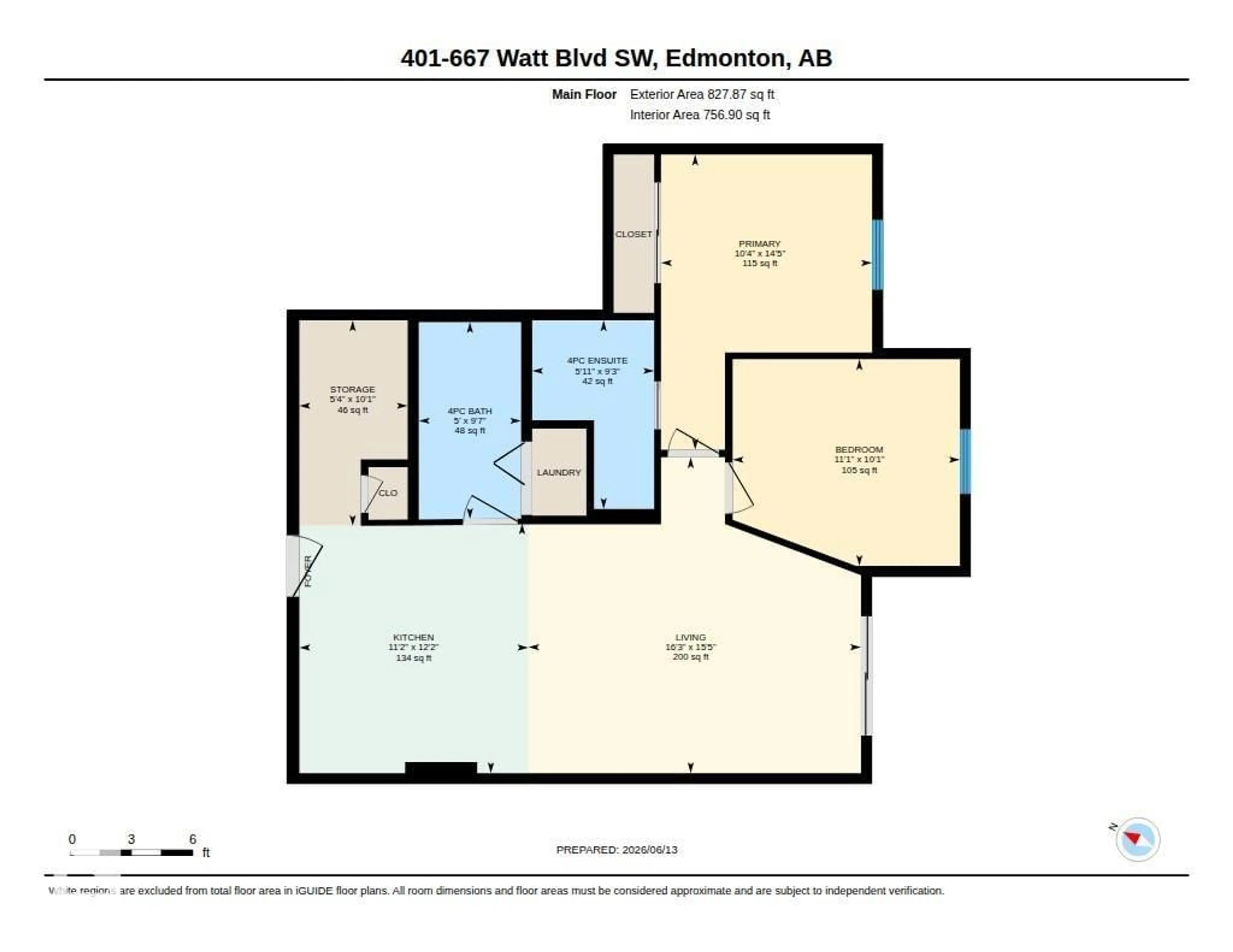 Floor plan for #401 - 667 WATT BV, Edmonton Alberta T6X0Y2