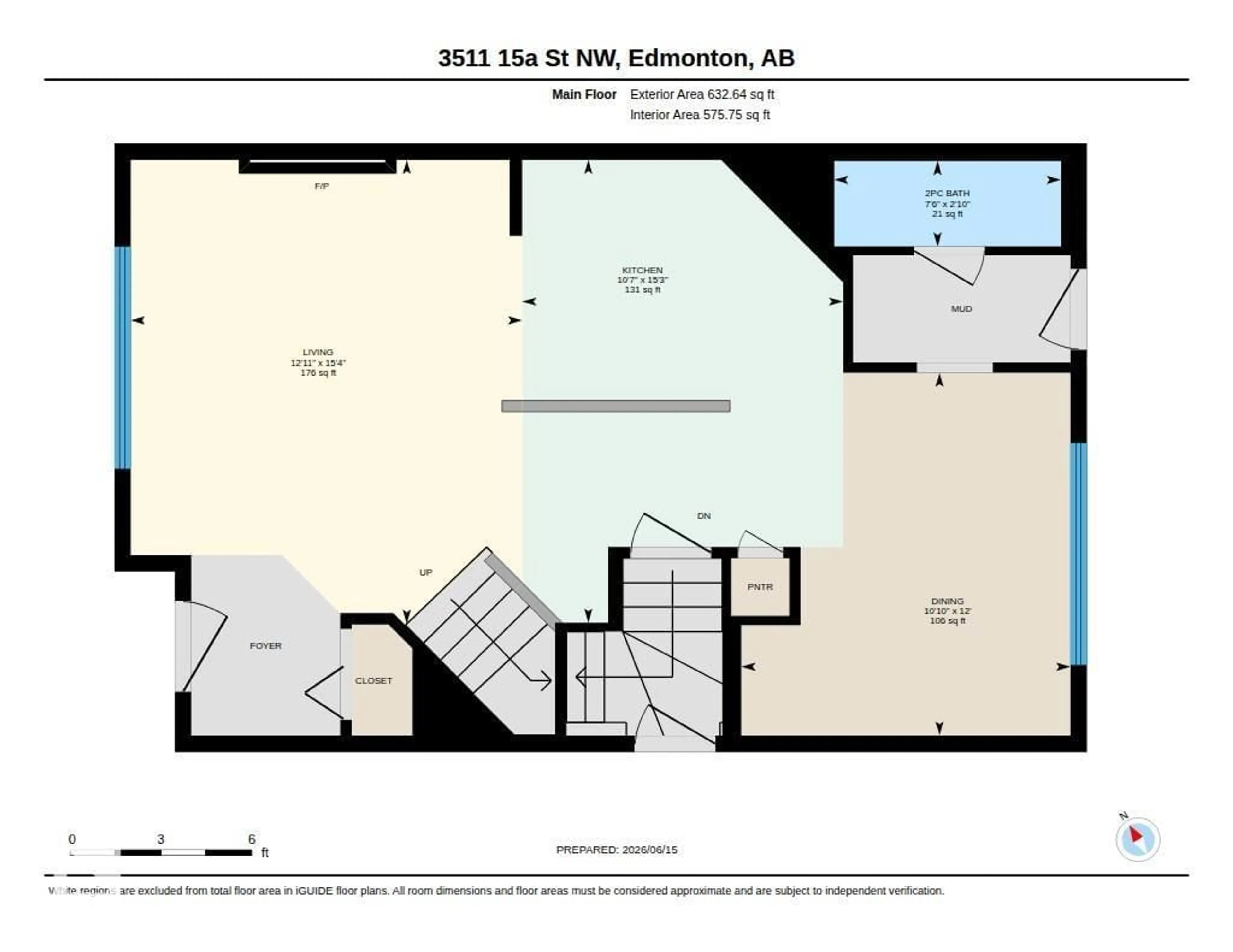 Floor plan for 3511 15A ST, Edmonton Alberta T6T0M9