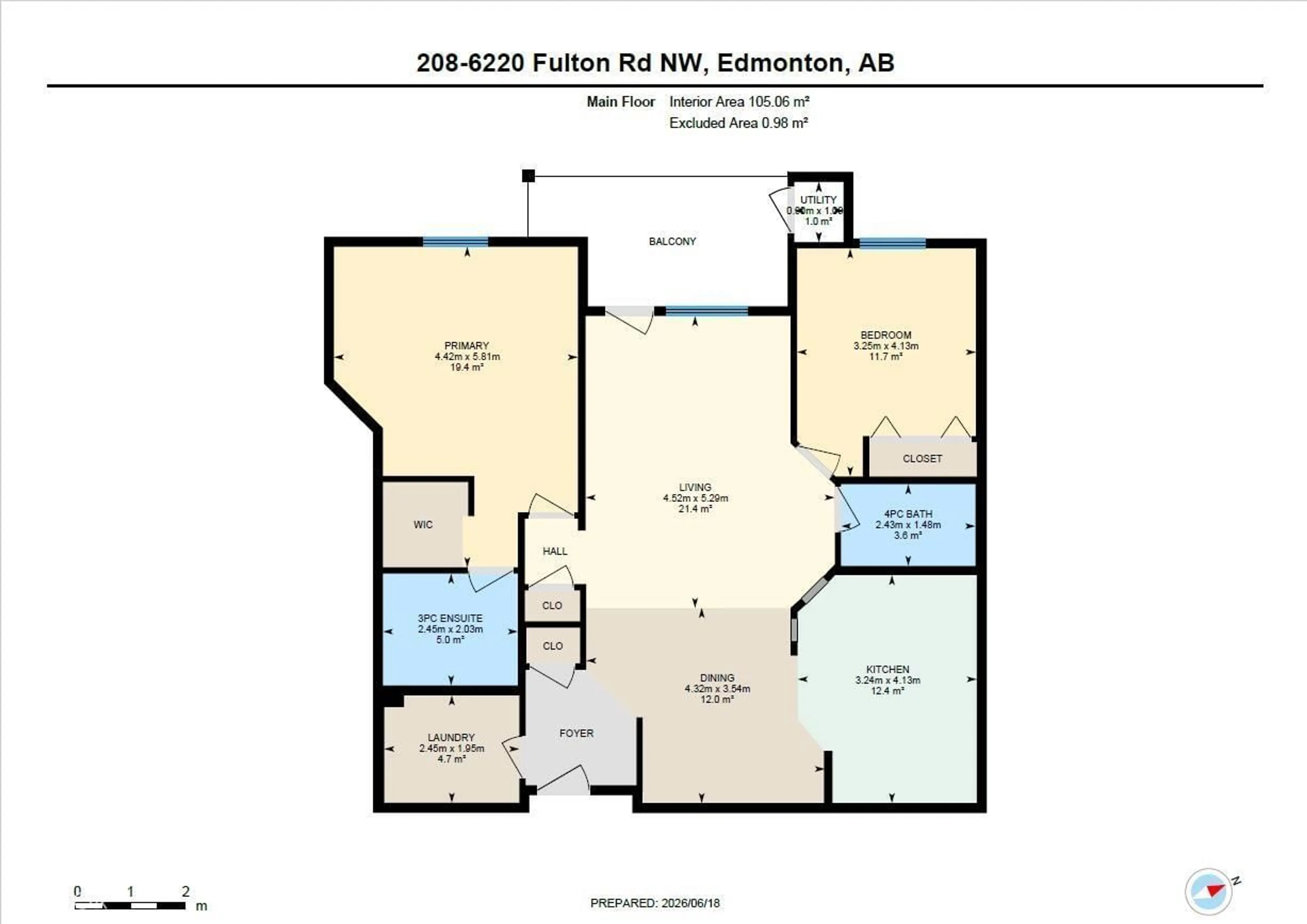 Floor plan for #208 - 6220 FULTON RD, Edmonton Alberta T6A3T4