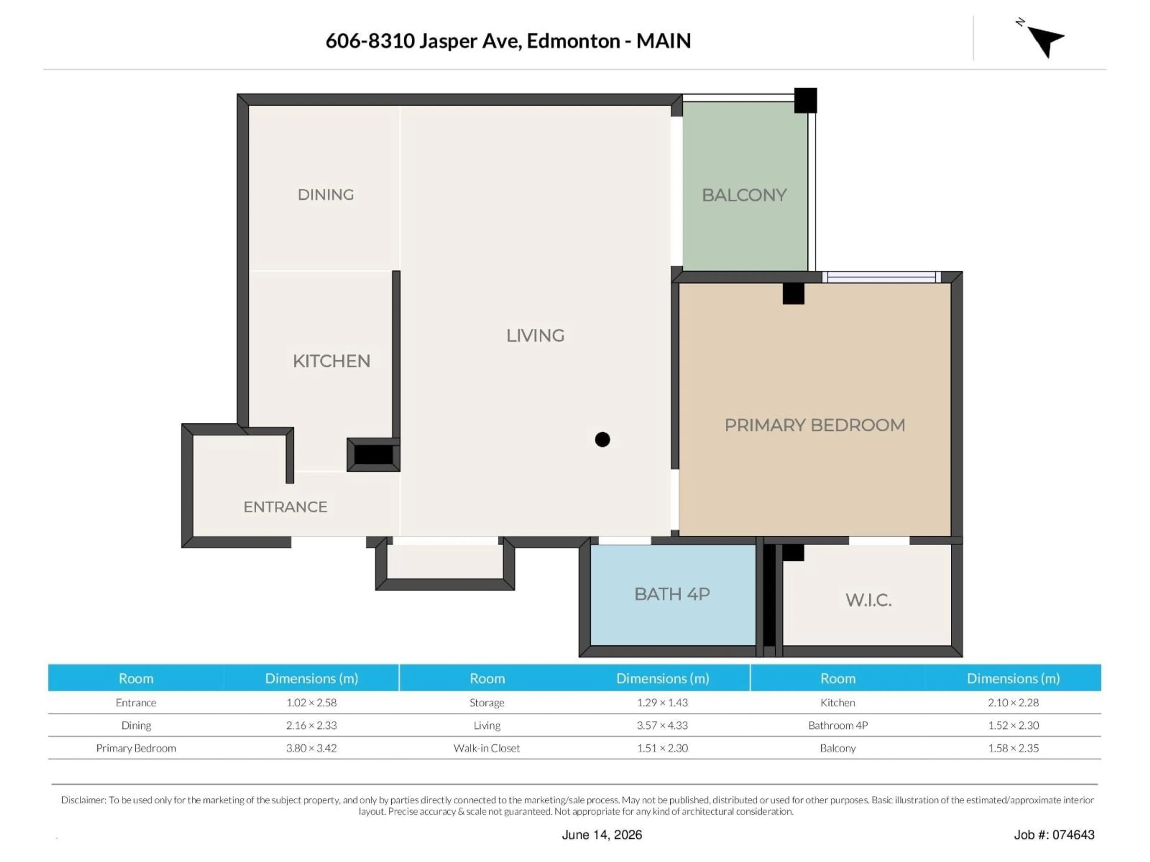 Floor plan for 8310 - 606 JASPER AV, Edmonton Alberta T5H3S3