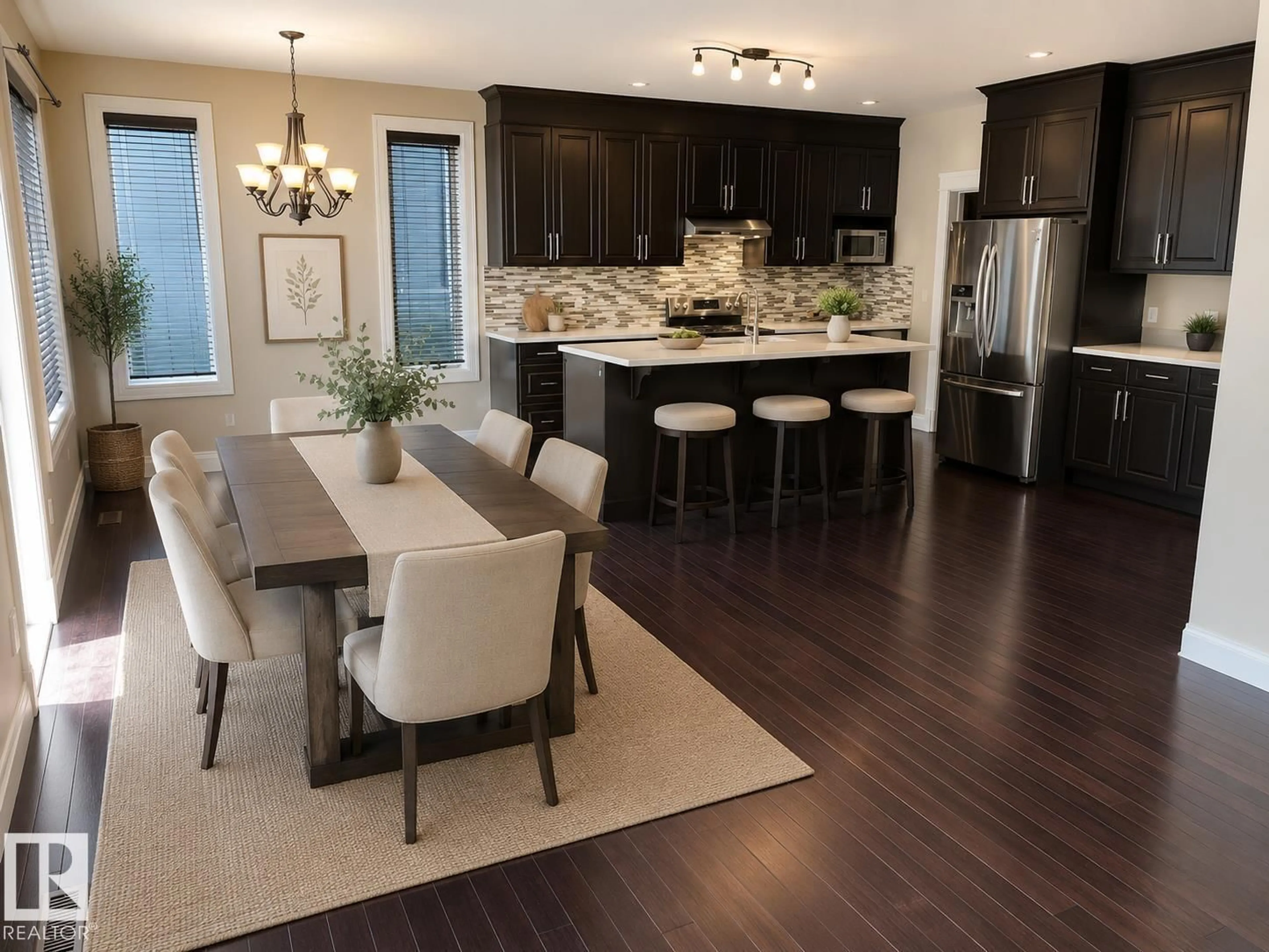 Open concept kitchen, wood/laminate floor for 805 HODGINS RD, Edmonton Alberta T6M0L1