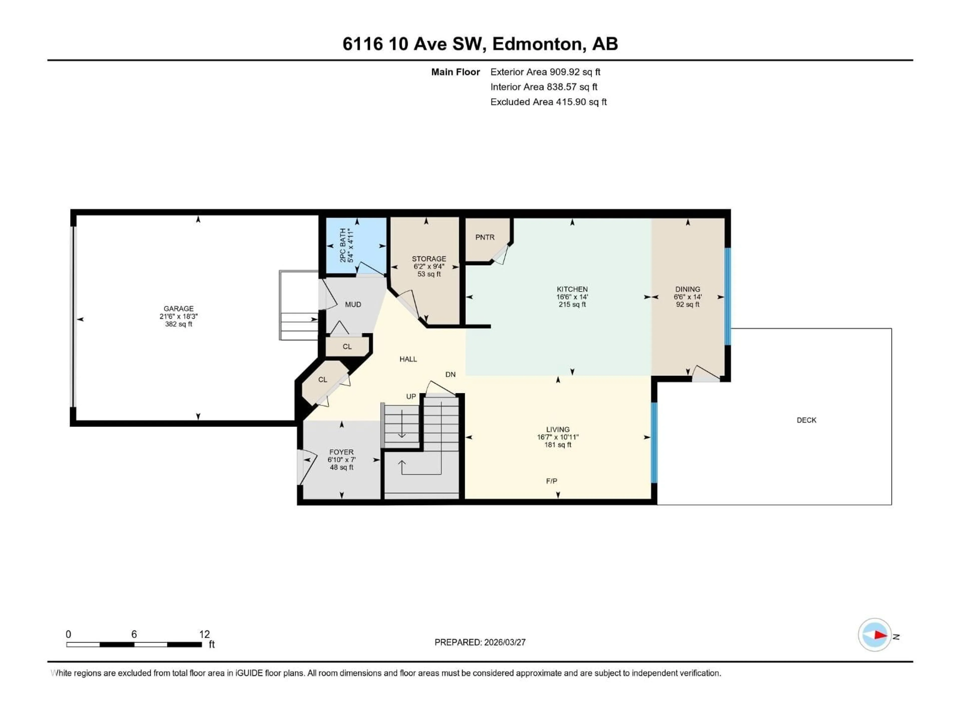 Floor plan for 6116 10 AV, Edmonton Alberta T6X0M3