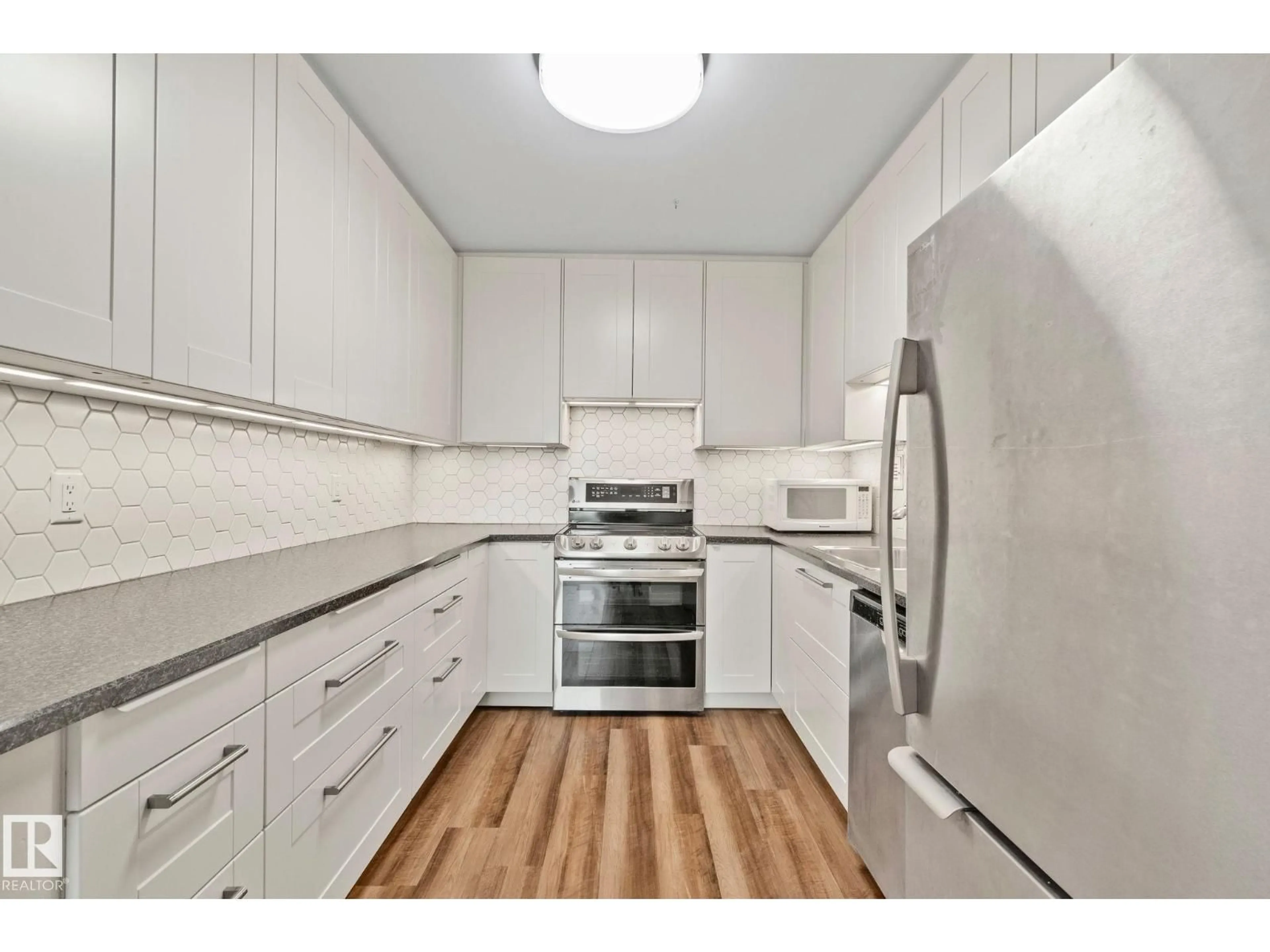Standard kitchen, wood/laminate floor for #705 - 9940 112 ST, Edmonton Alberta T5K1L8
