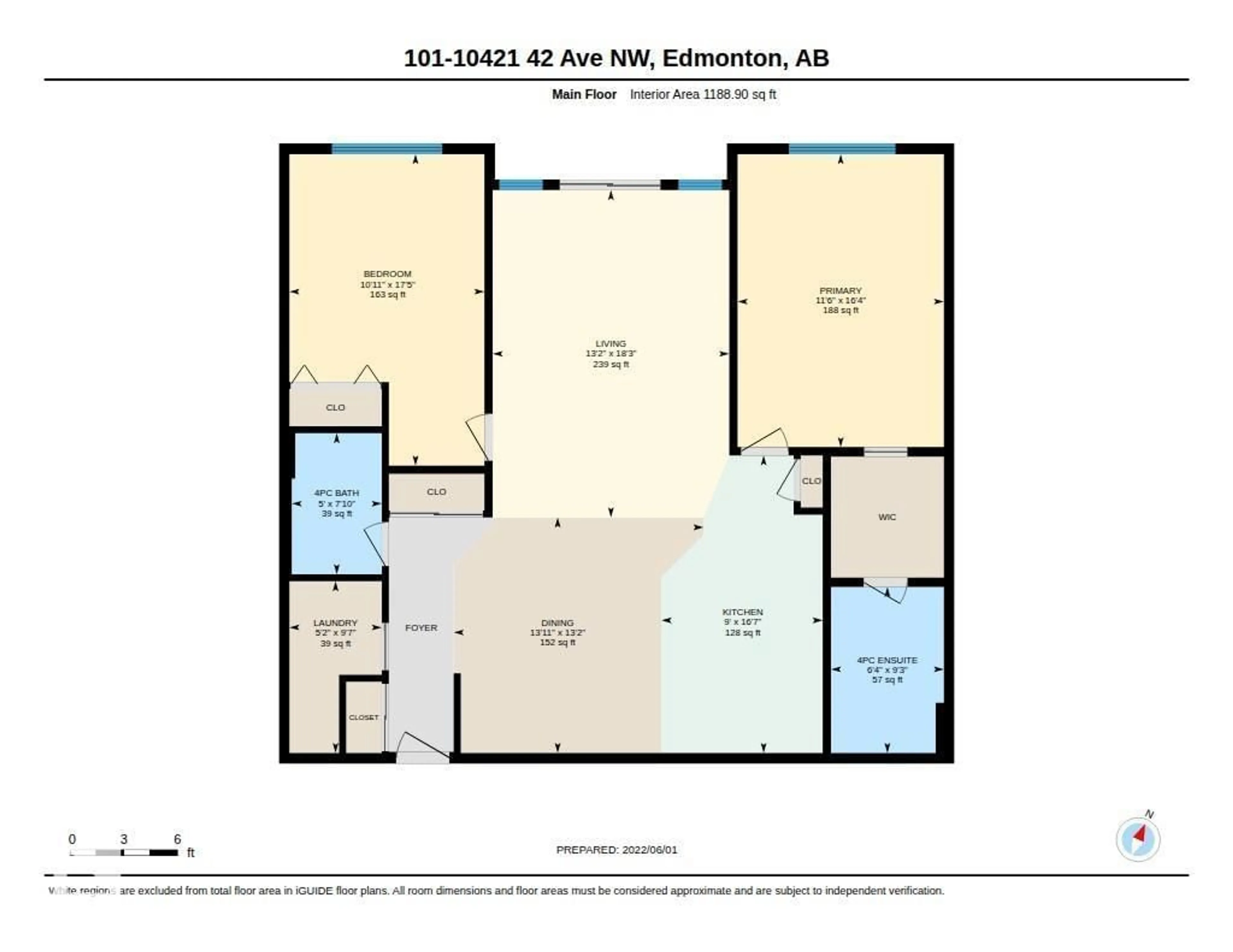 Floor plan for #101 - 10421 42 AV, Edmonton Alberta T6J7C8