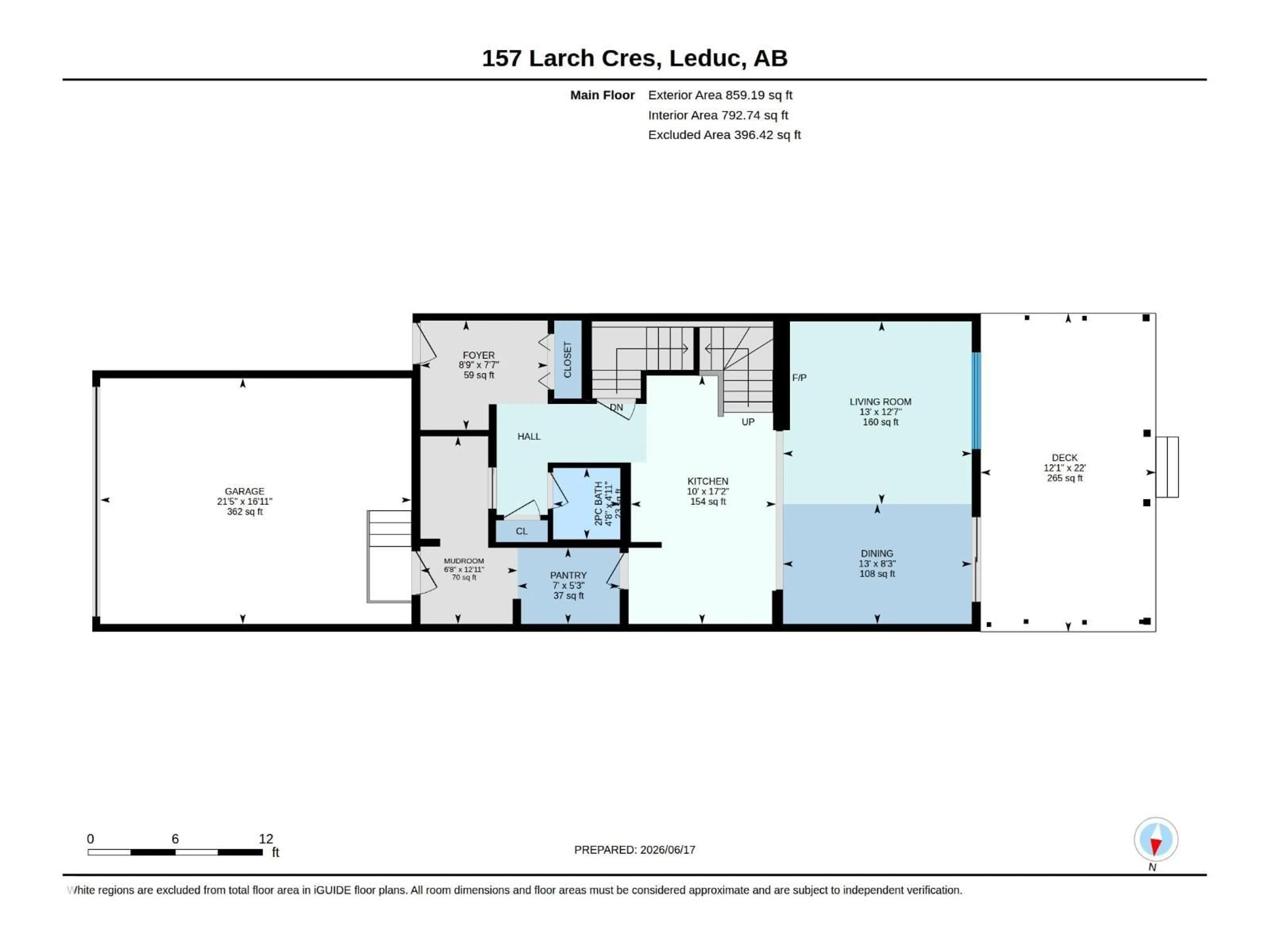 Floor plan for 157 LARCH CR, Leduc Alberta T9E1N3