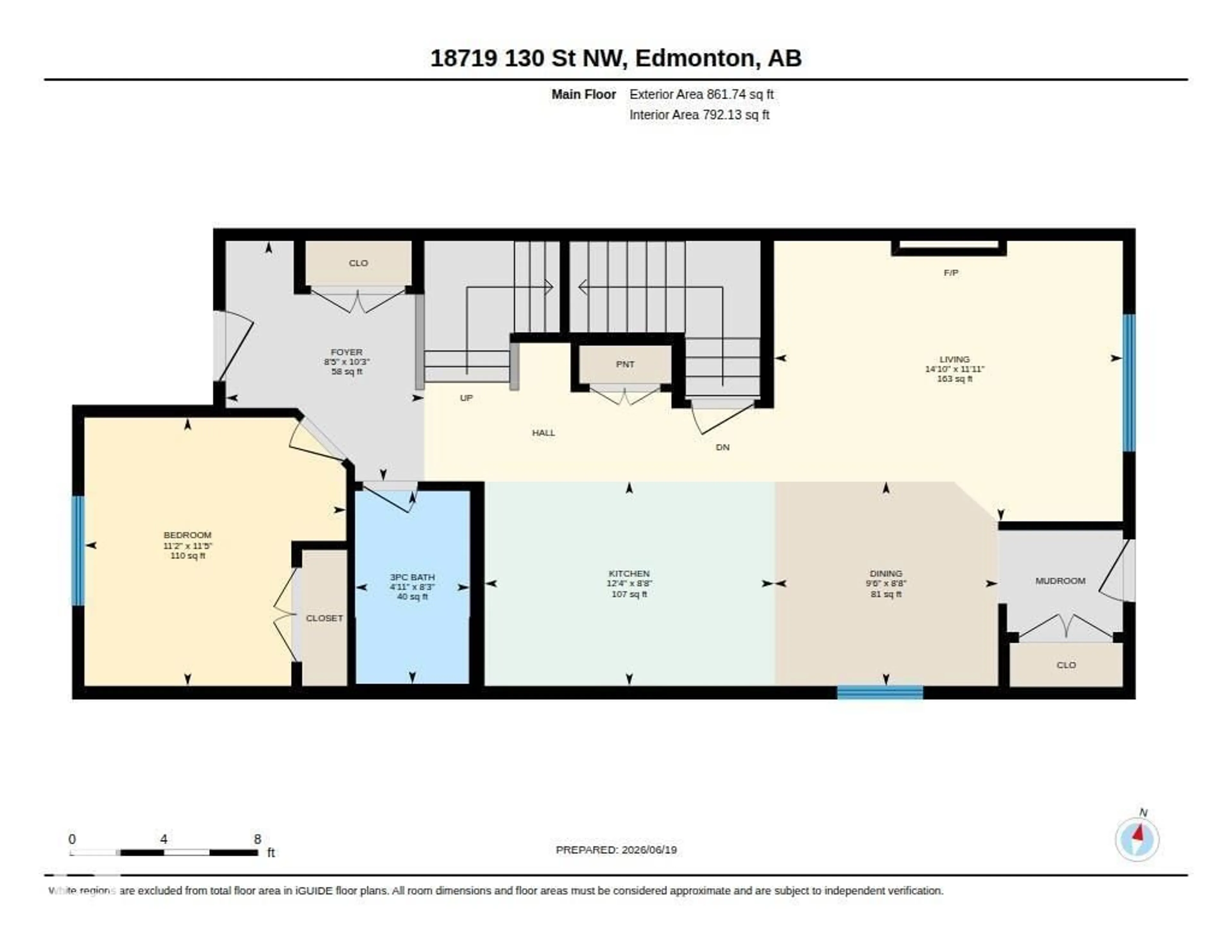 Floor plan for 18719 130 ST, Edmonton Alberta T6V0P2