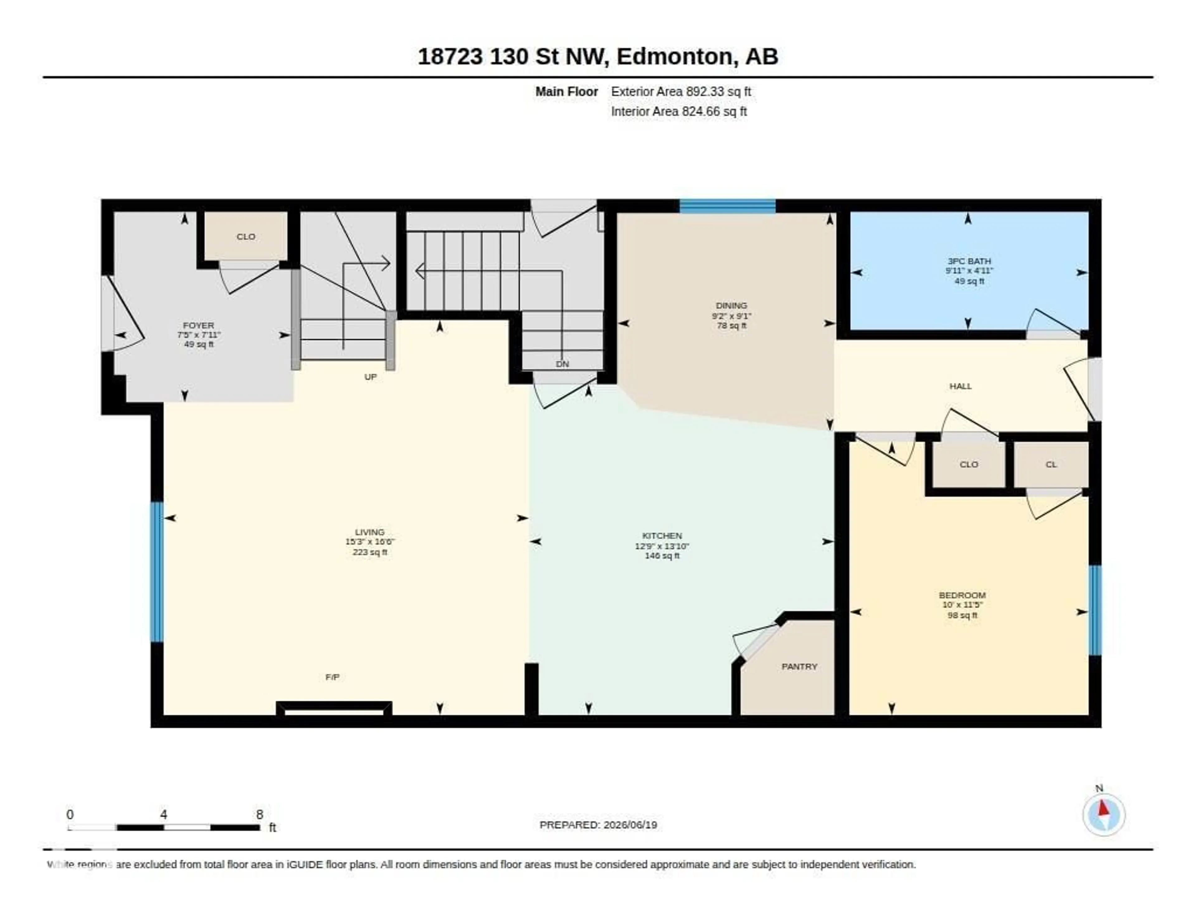 Floor plan for NW - 18723 130 ST, Edmonton Alberta T6V0P2