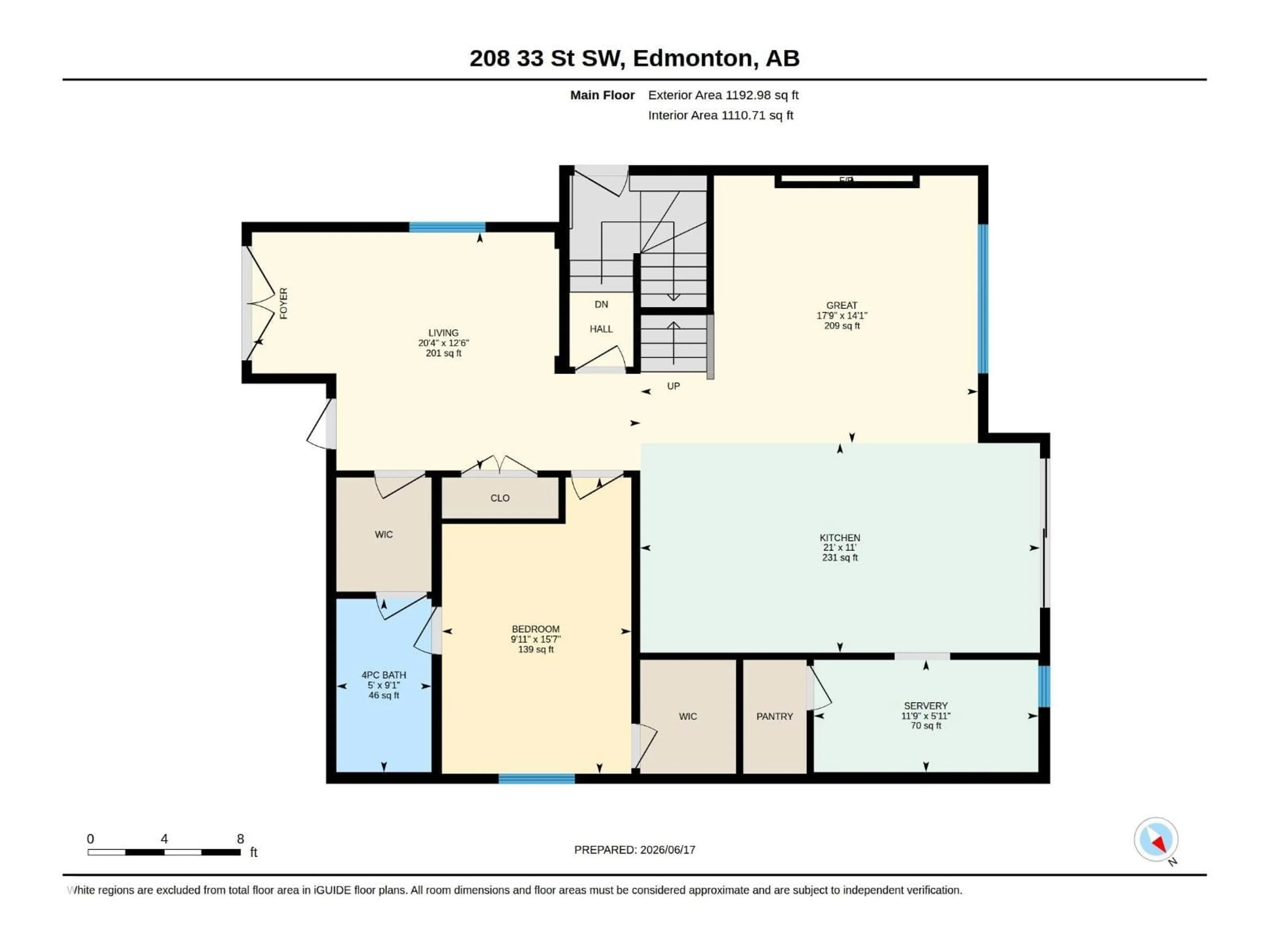 Floor plan for SW - 208 33 STREET, Edmonton Alberta T6X3C7