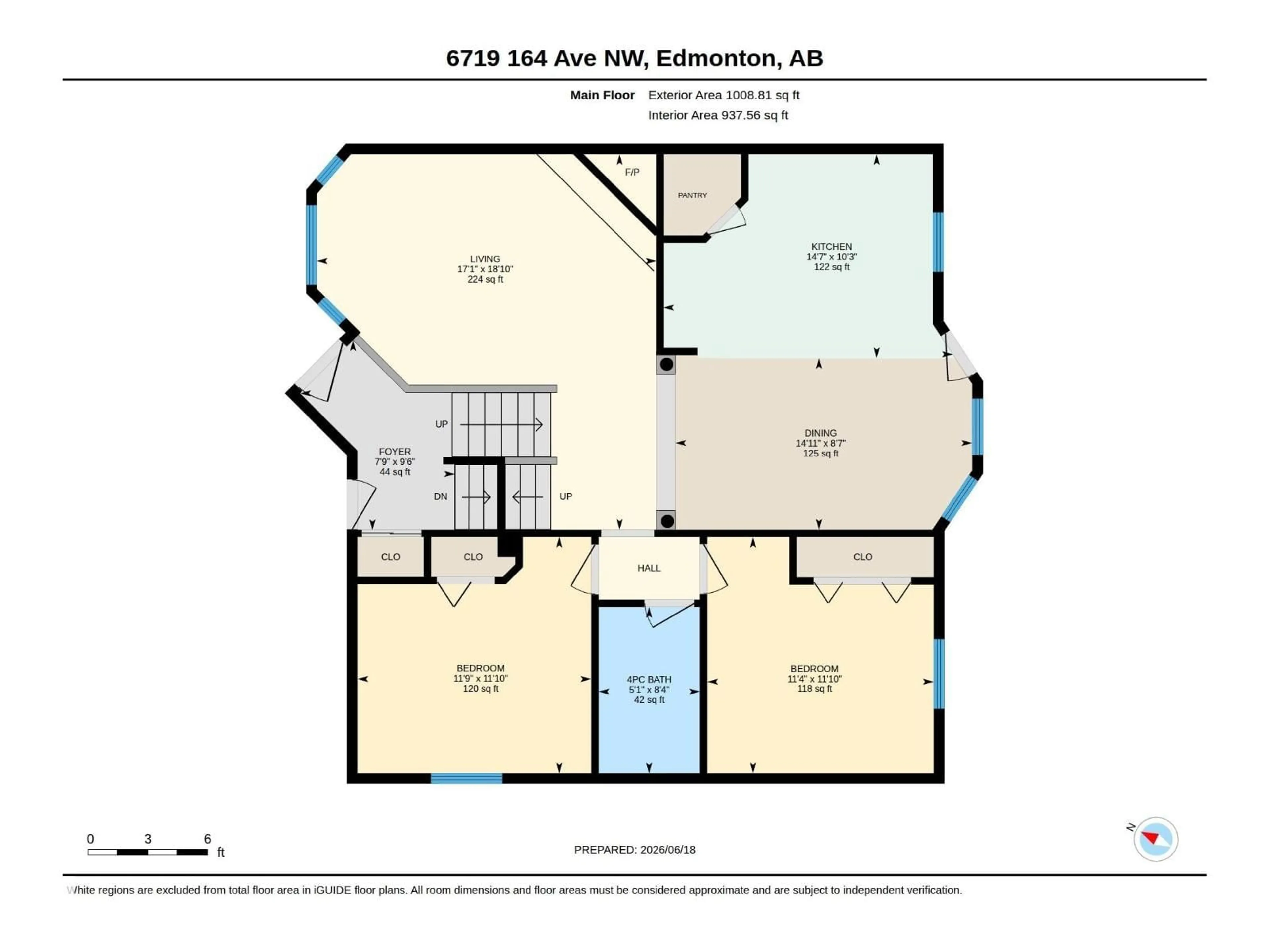 Floor plan for 6719 164 AVE, Edmonton Alberta T5Z3M4