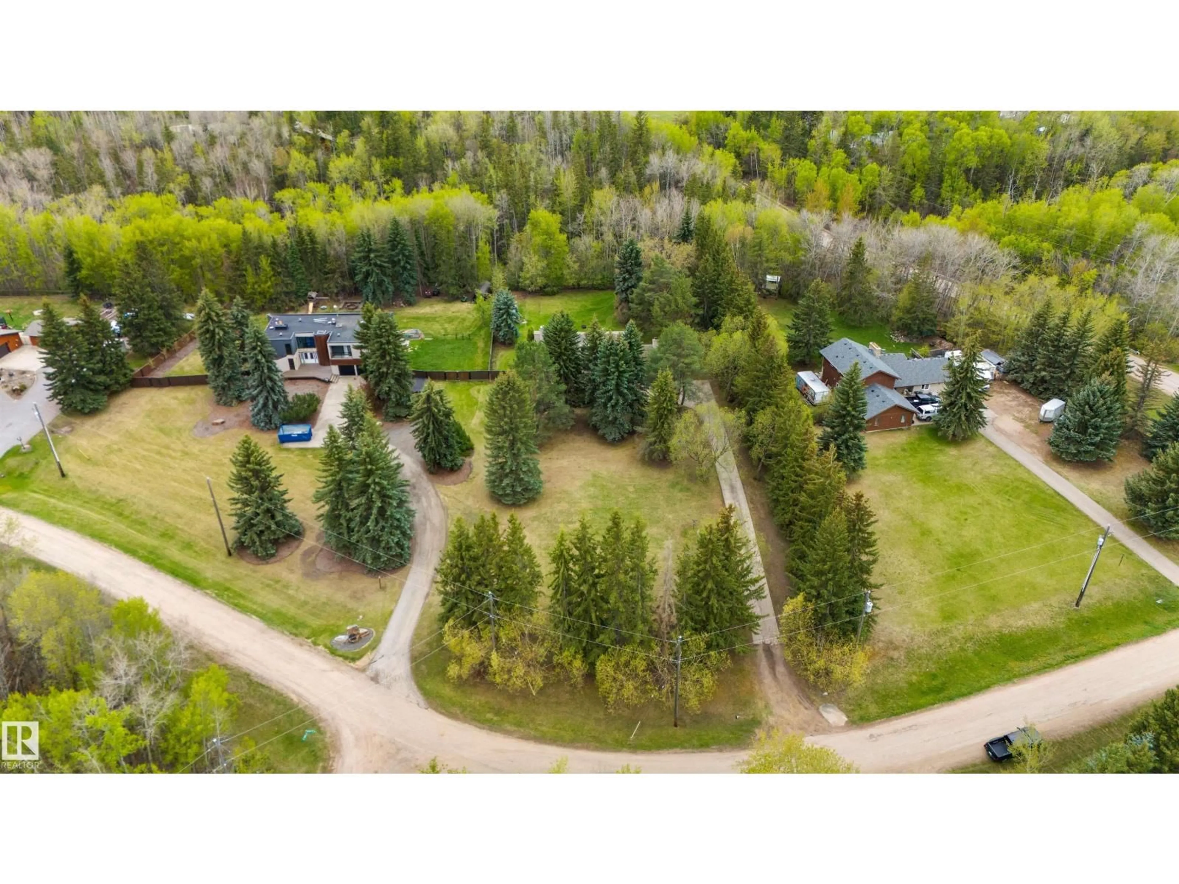 A pic from outside/outdoor area/front of a property/back of a property/a pic from drone, forest/trees view for SW - 20515 5 AV, Edmonton Alberta T6M2P4