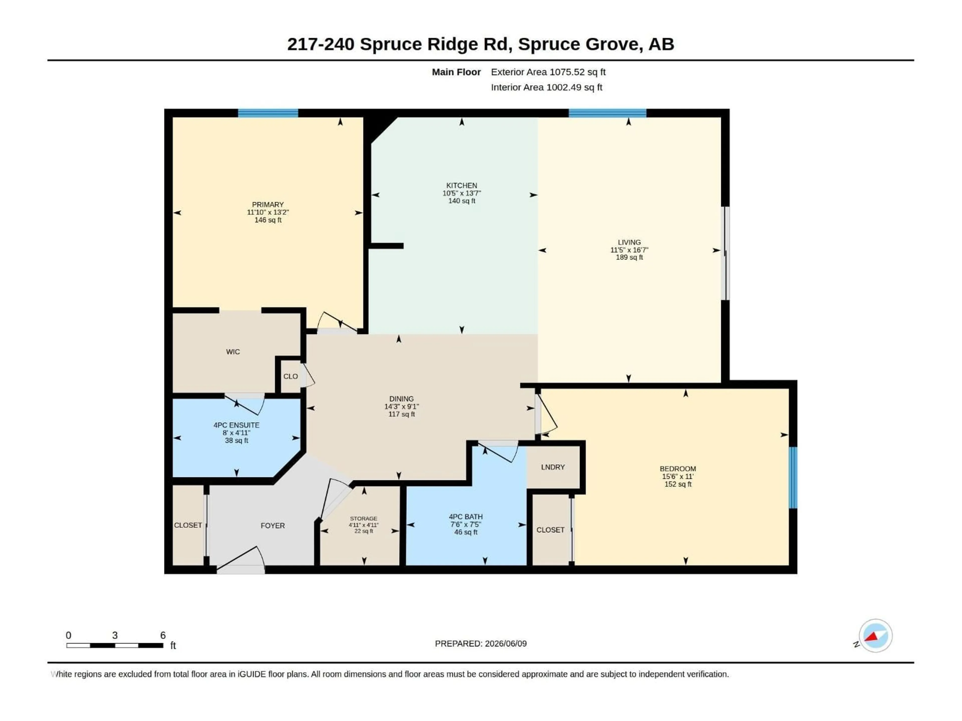 Floor plan for #217 - 240 SPRUCE RIDGE RD, Spruce Grove Alberta T7X0G5