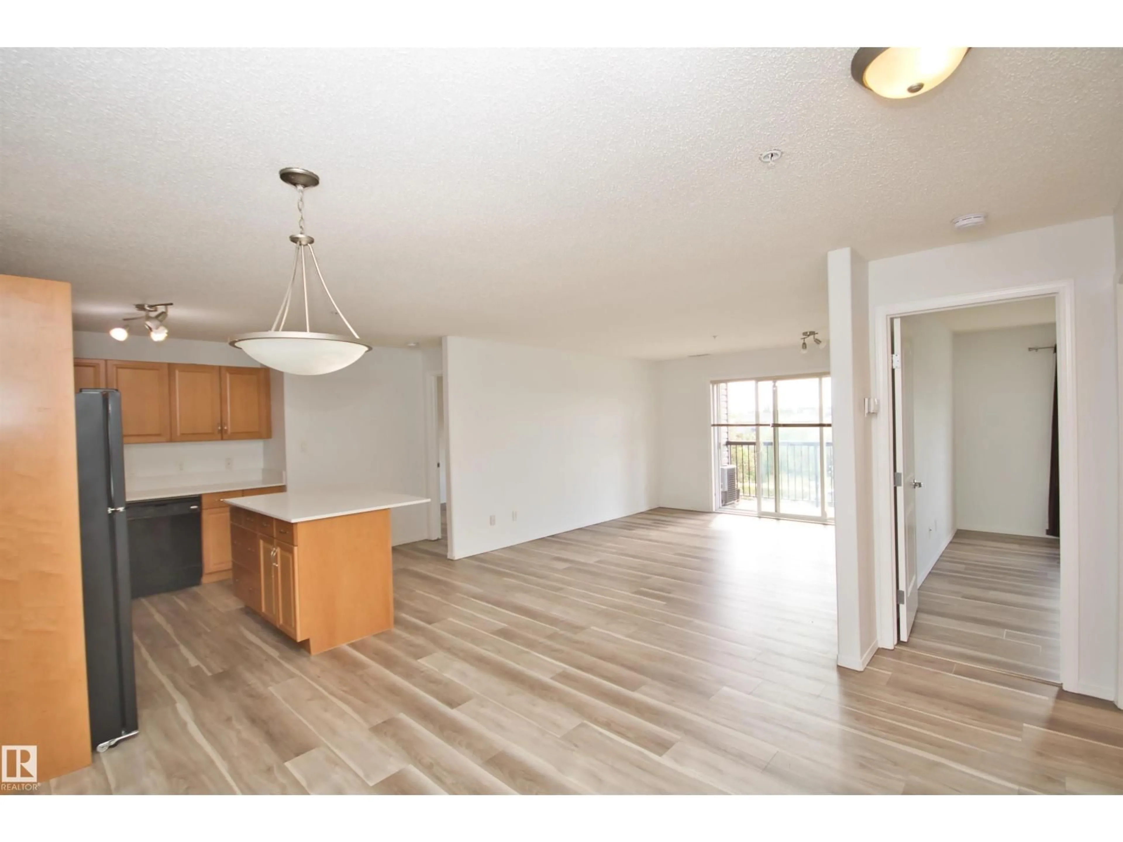 Open concept kitchen, wood/laminate floor for 311 - 2098 BLACKMUD CREEK DR, Edmonton Alberta T6W1T7