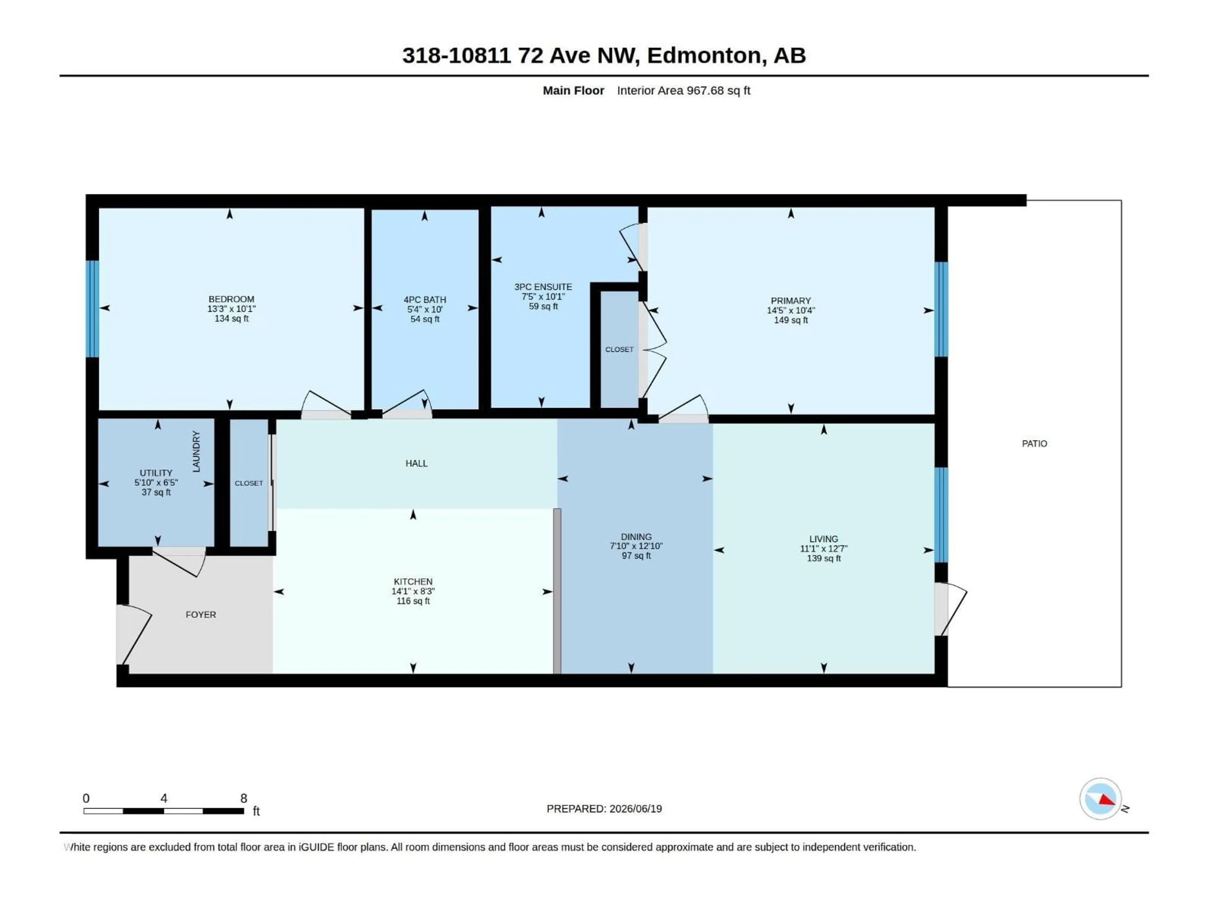 Floor plan for #318 - 10811 72 AV, Edmonton Alberta T6E1A4