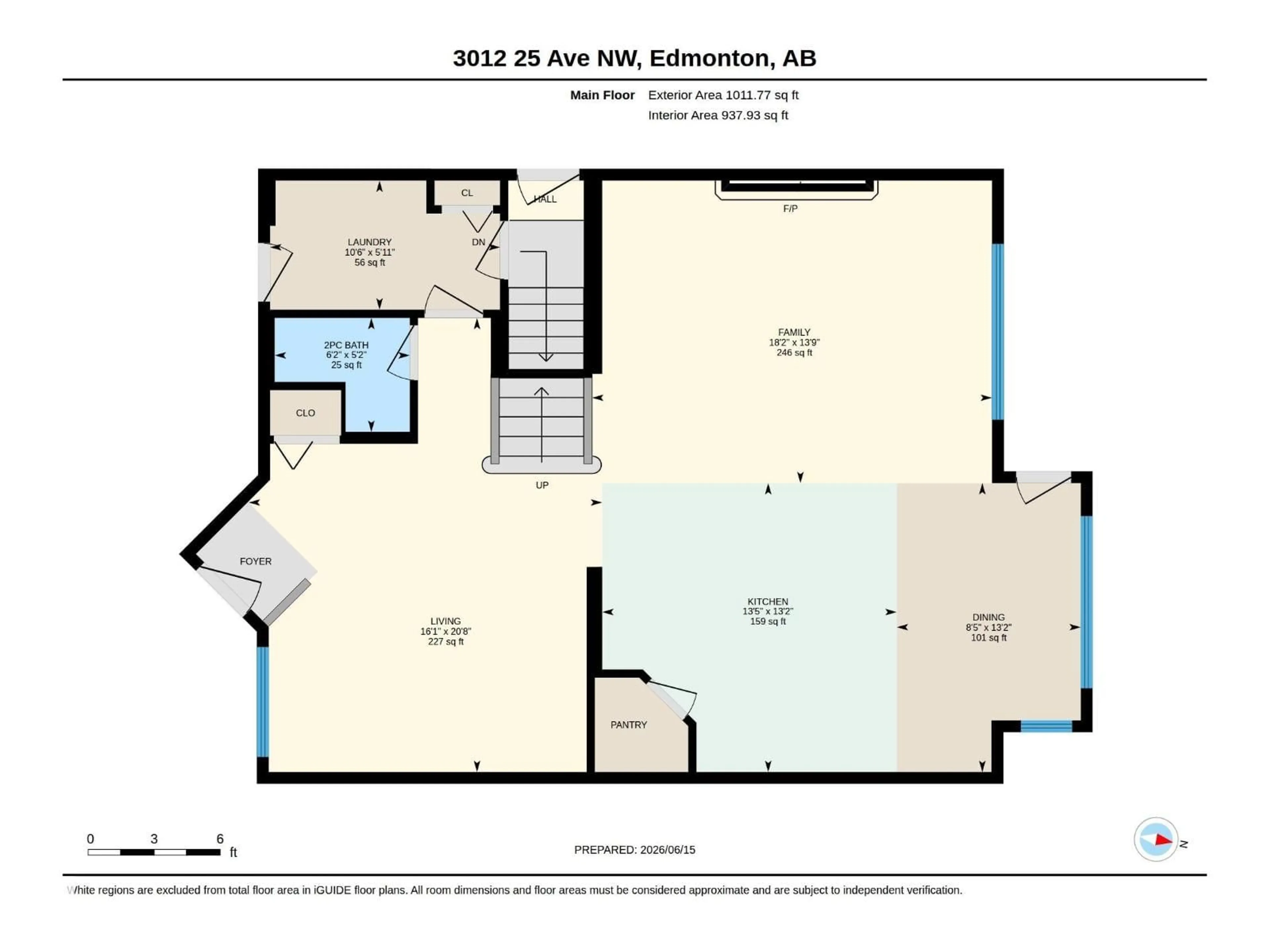Floor plan for NW - 3012 25 AVE AV, Edmonton Alberta T6T0C8