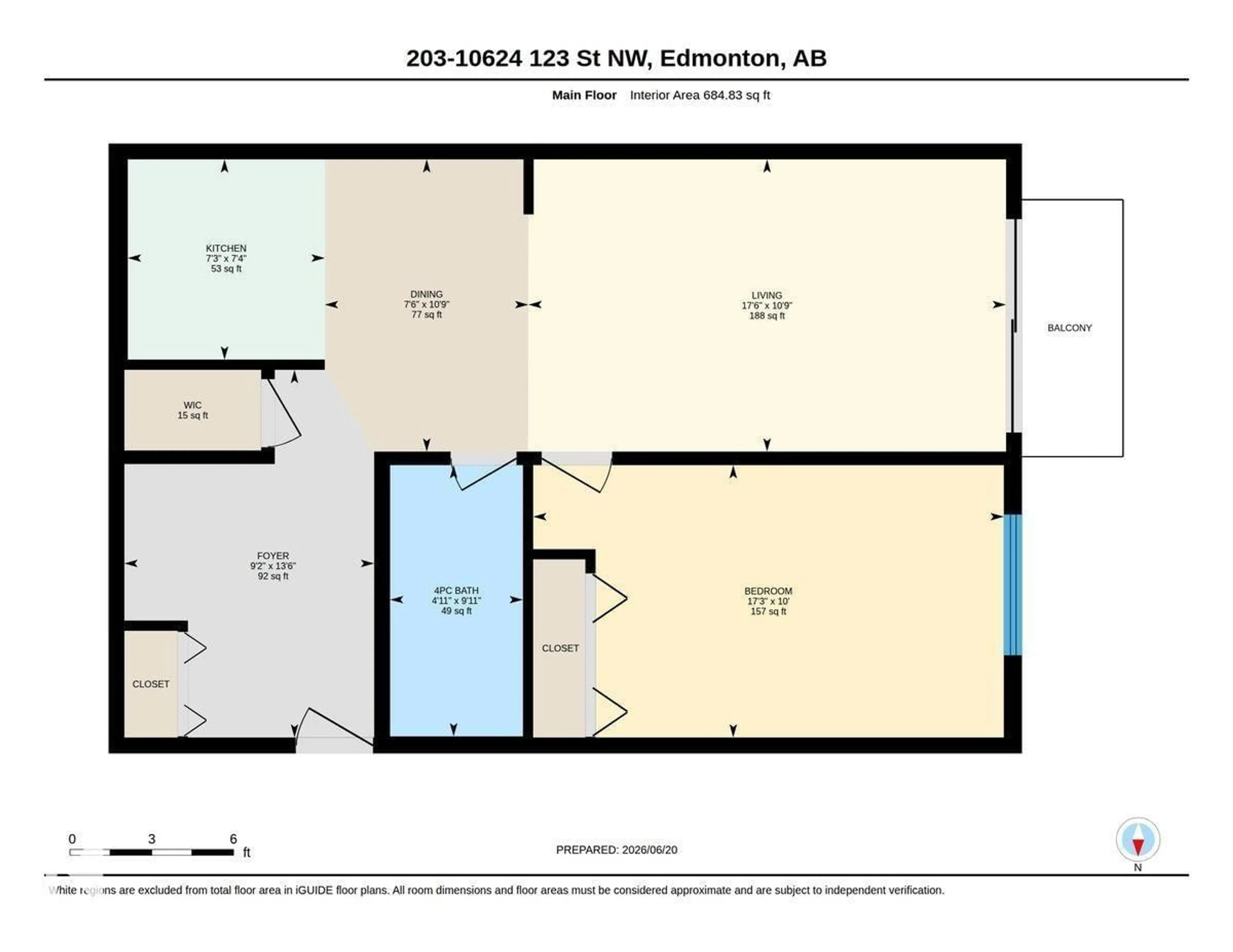 Floor plan for #203 - 10624 123 ST, Edmonton Alberta T5N1P2