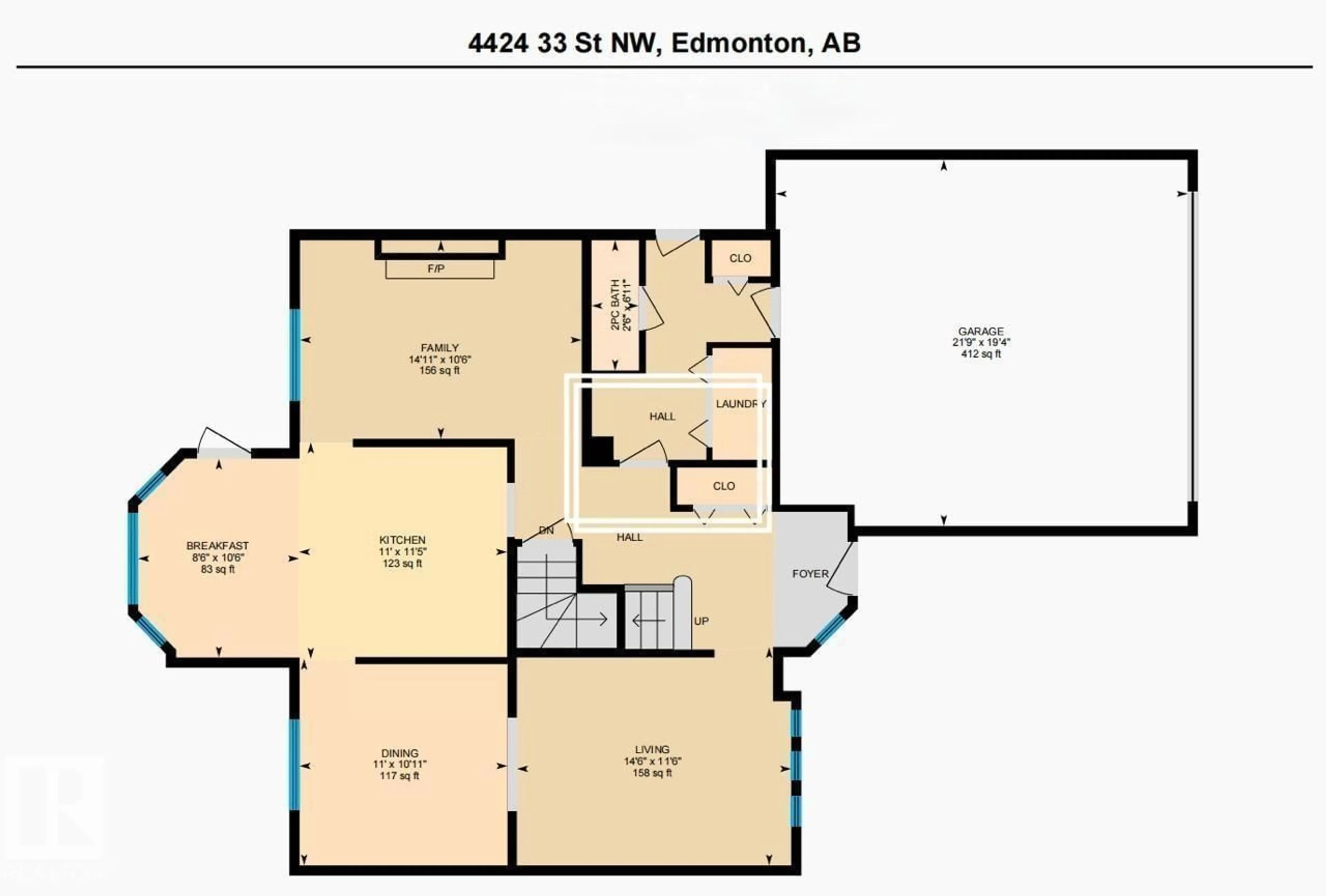 Floor plan for 4424 33 ST, Edmonton Alberta T6T1E9