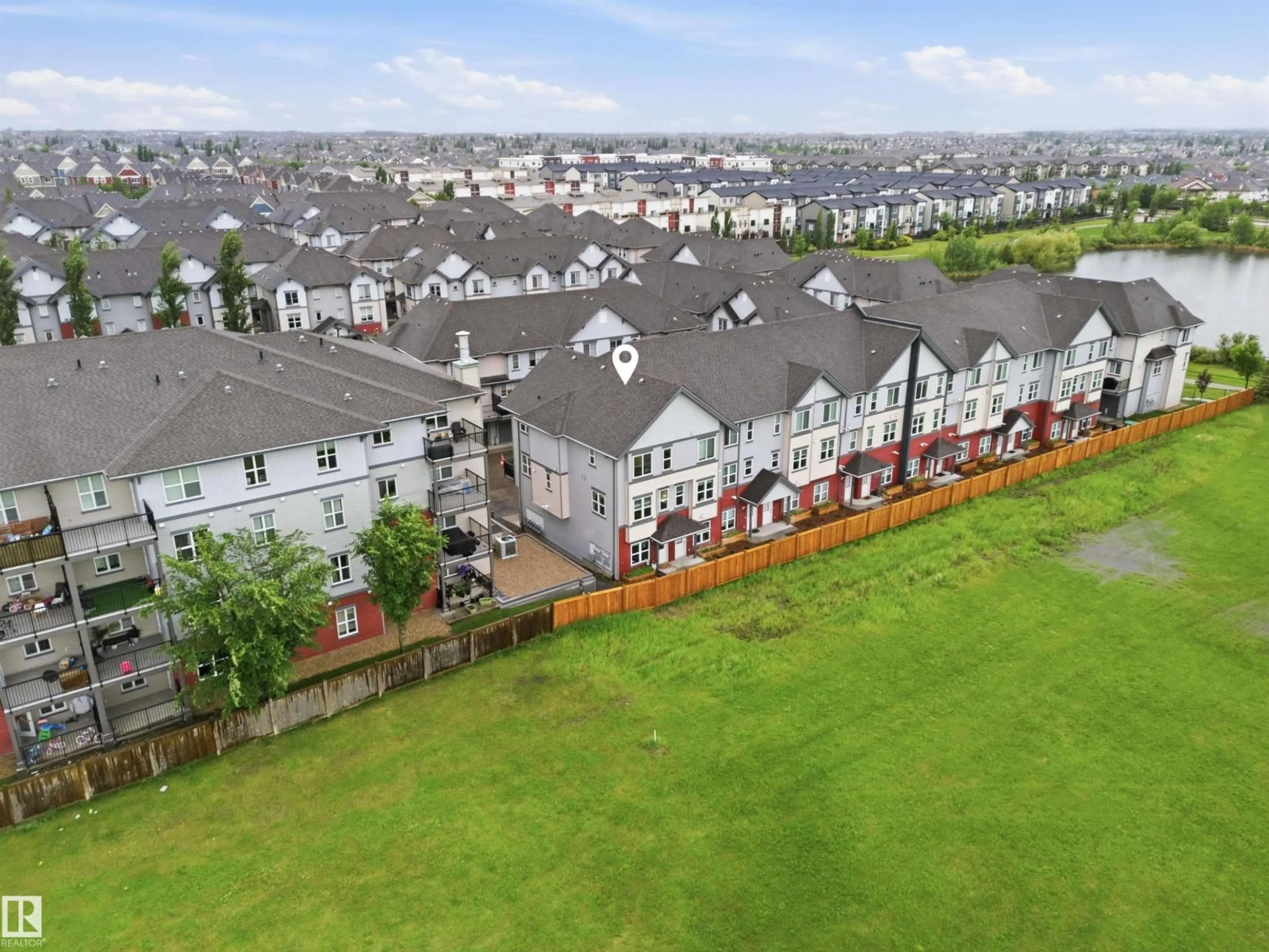 A pic from outside/outdoor area/front of a property/back of a property/a pic from drone, city buildings view from balcony for 655 - 64 WATT BV, Edmonton Alberta T6X0Y2