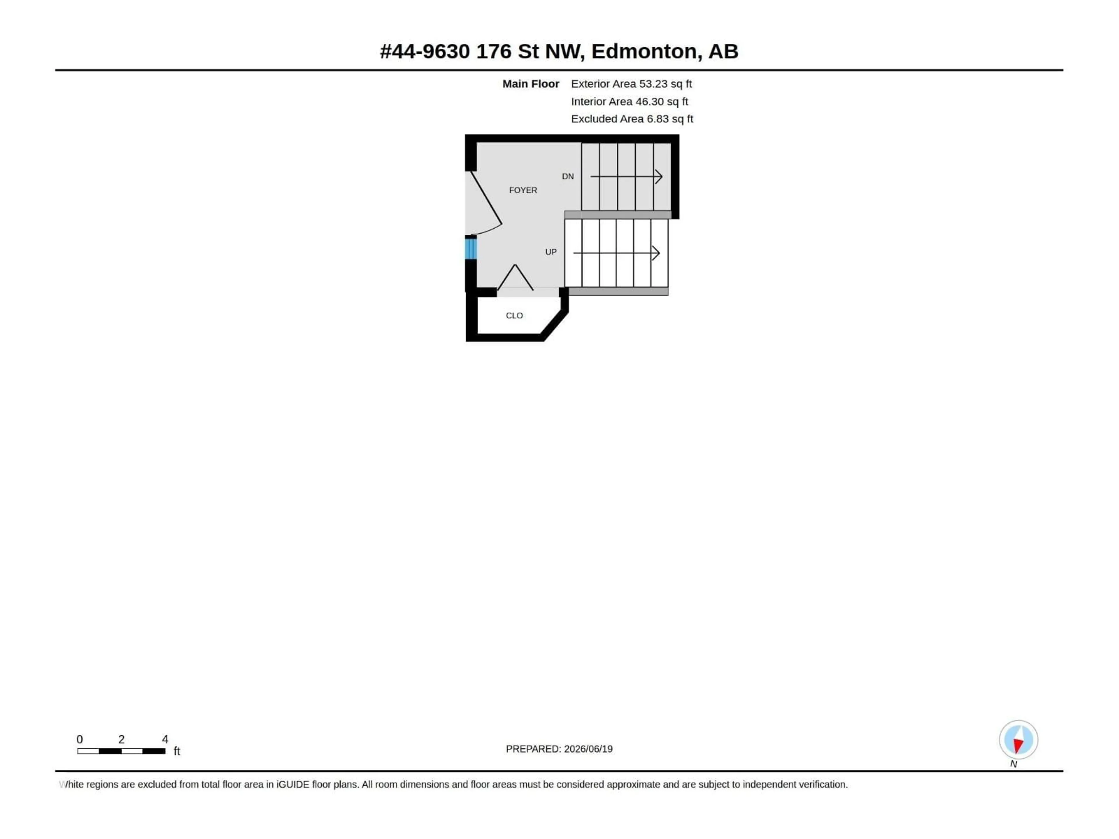 Floor plan for #44 - 9630 176 ST, Edmonton Alberta T5T6C8
