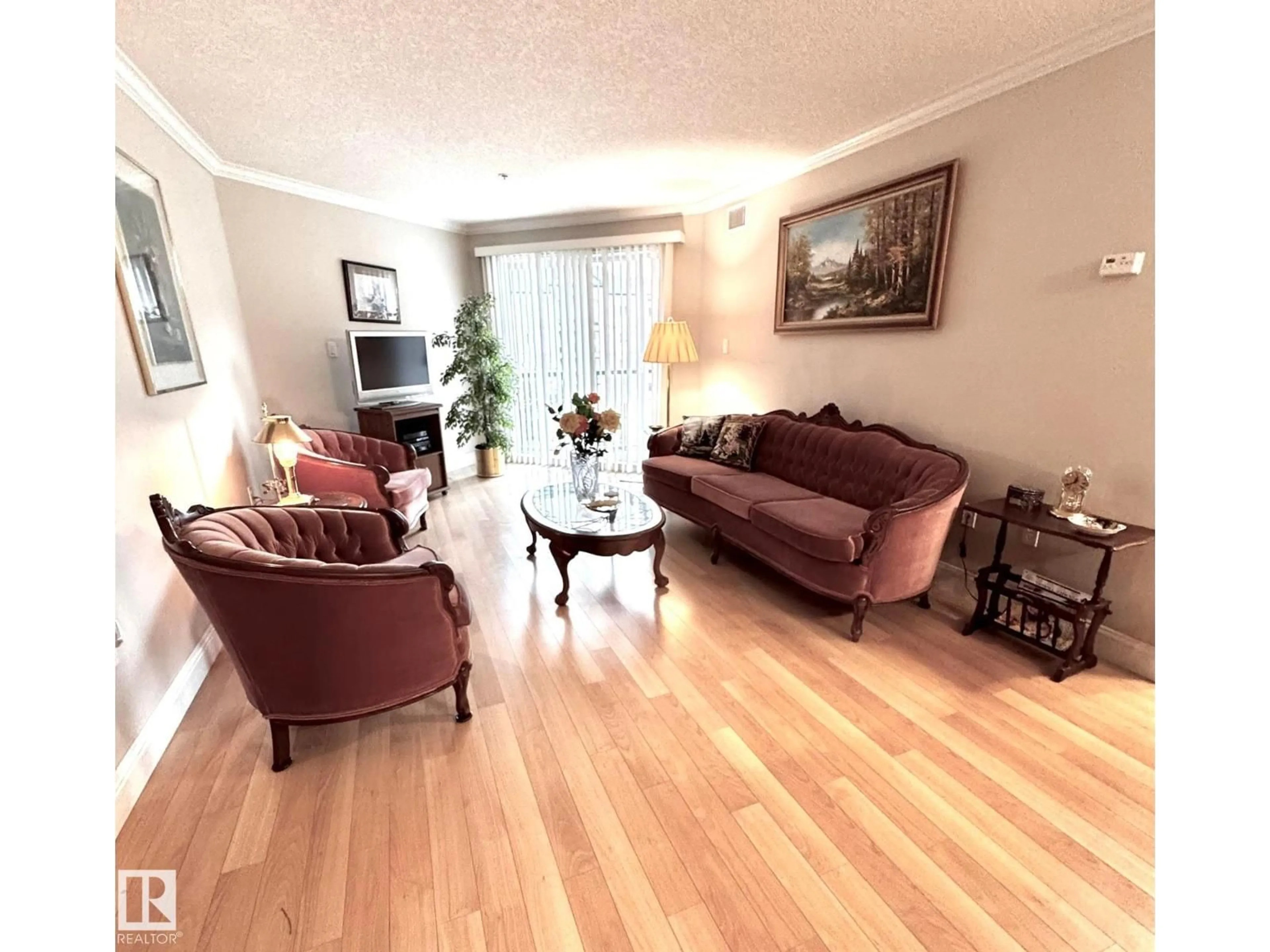 Living room with furniture, wood/laminate floor for #330 - 13111 140 AV, Edmonton Alberta T6V0B1