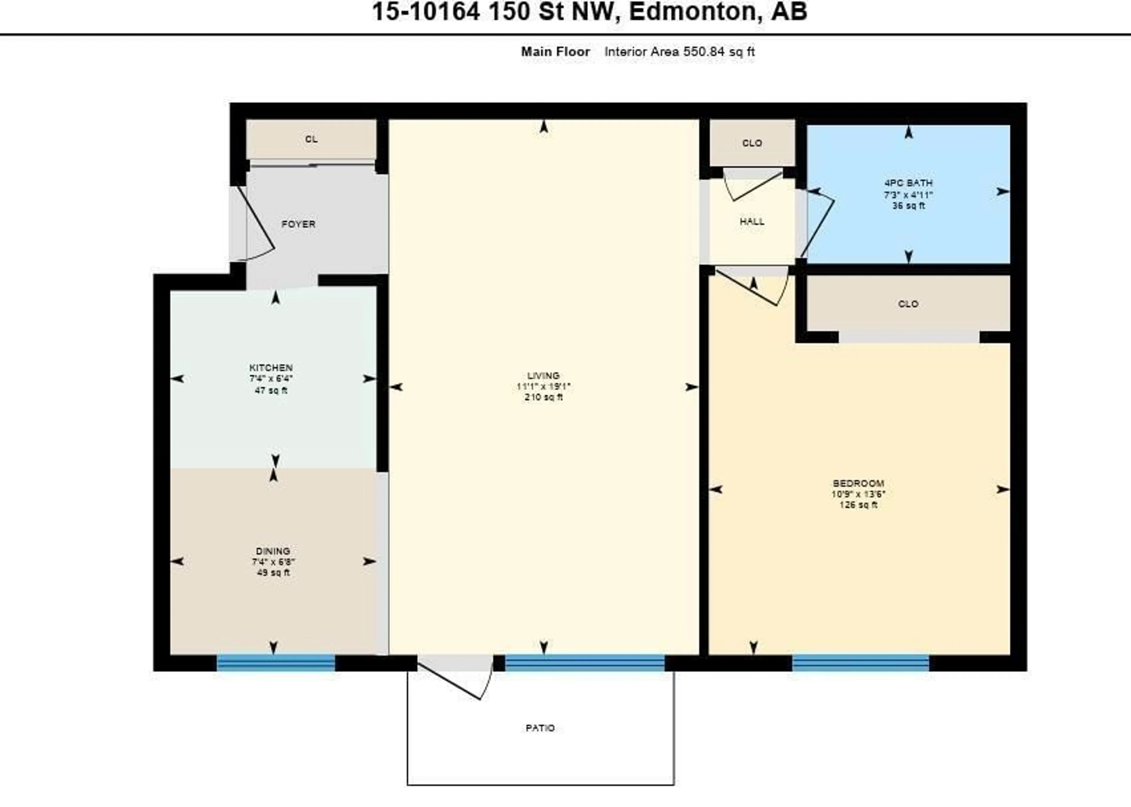 Floor plan for #15 - 10164 150 ST NW, Edmonton Alberta T5P1P1