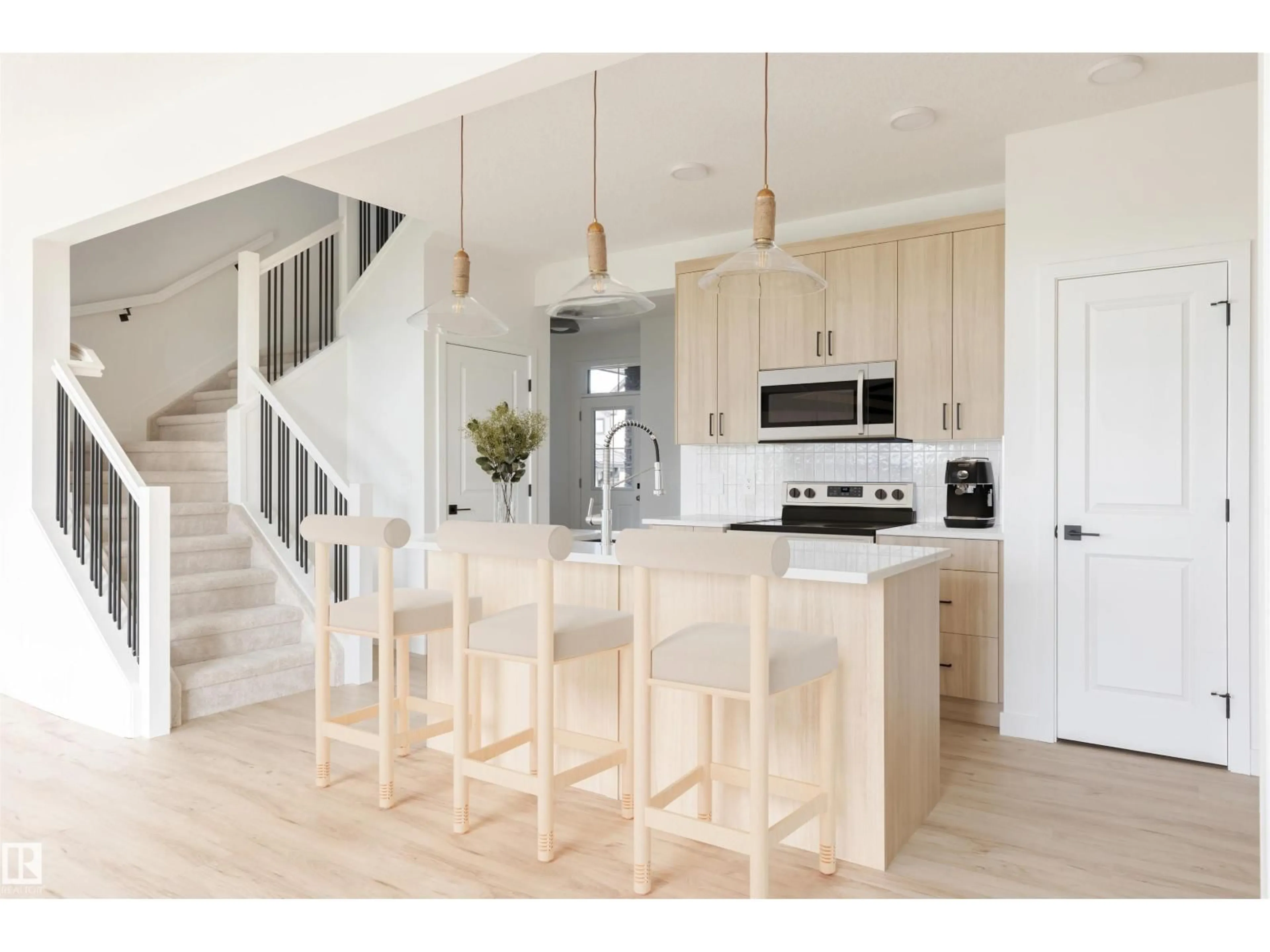 Open concept kitchen, wood/laminate floor for 47 CHARTRES CL, St. Albert Alberta T8T2E1