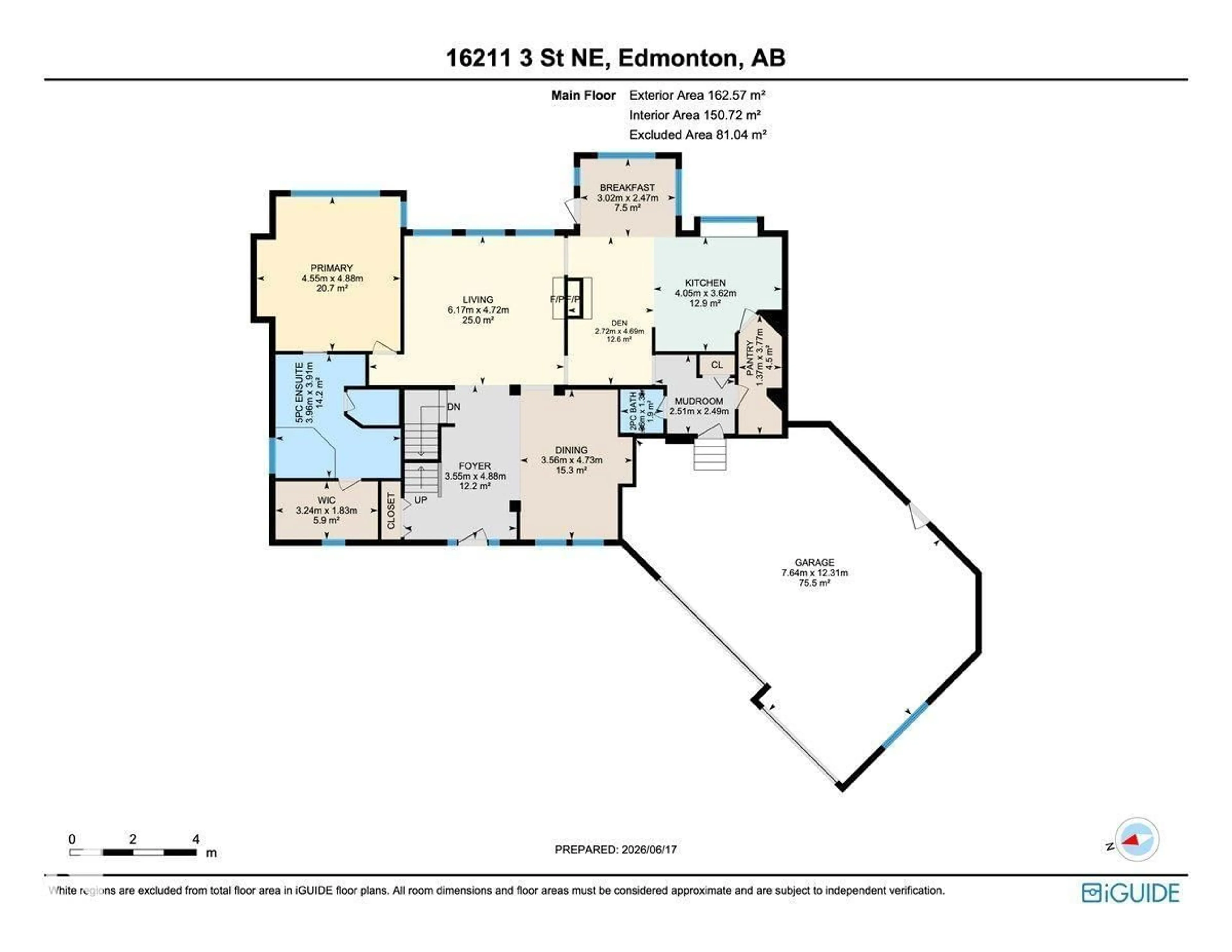 Floor plan for NE - 16211 3 ST, Edmonton Alberta T5Y2Z6
