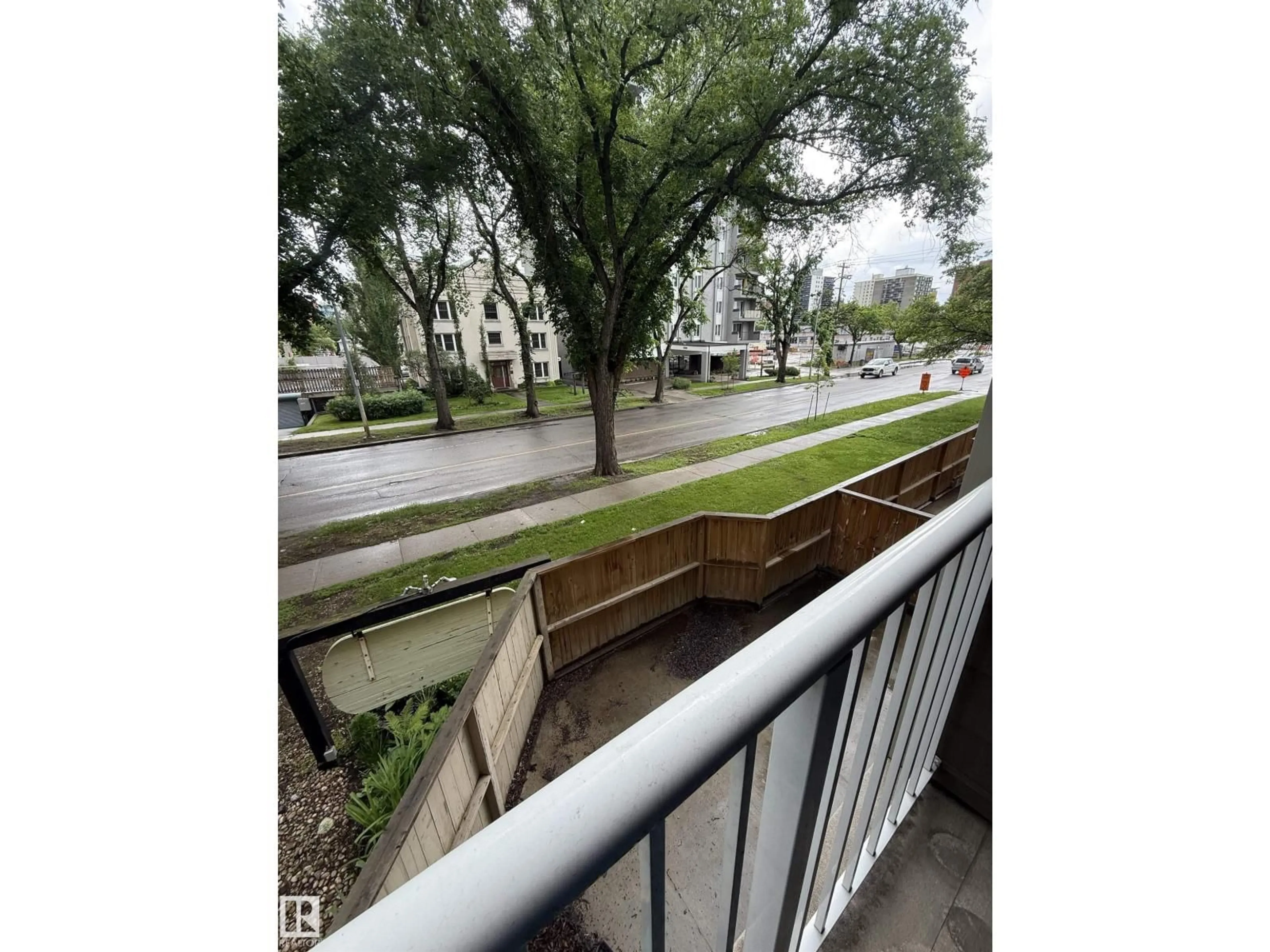 Balcony in the apartment, city buildings view from balcony for 101 - 10138 116 ST, Edmonton Alberta T5K1V8