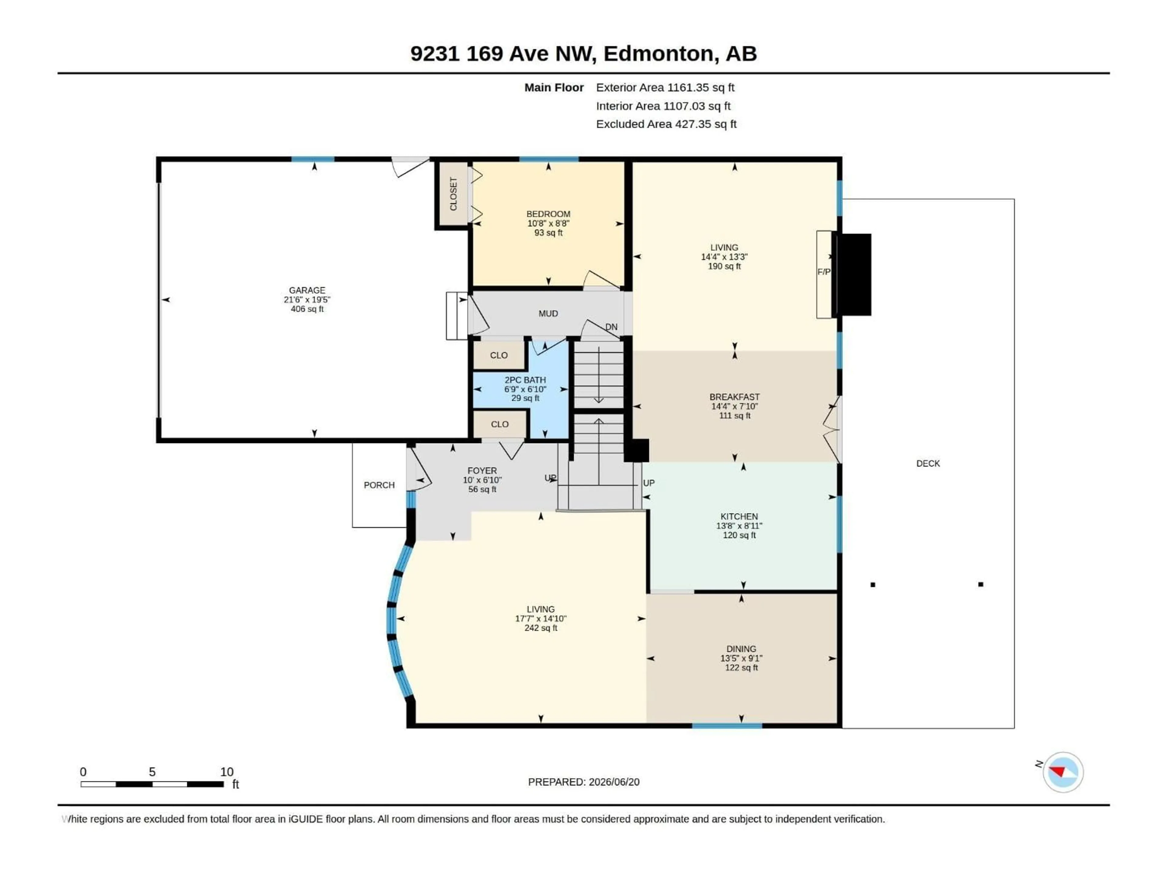Floor plan for 9231 169 AV, Edmonton Alberta T5Z1W7