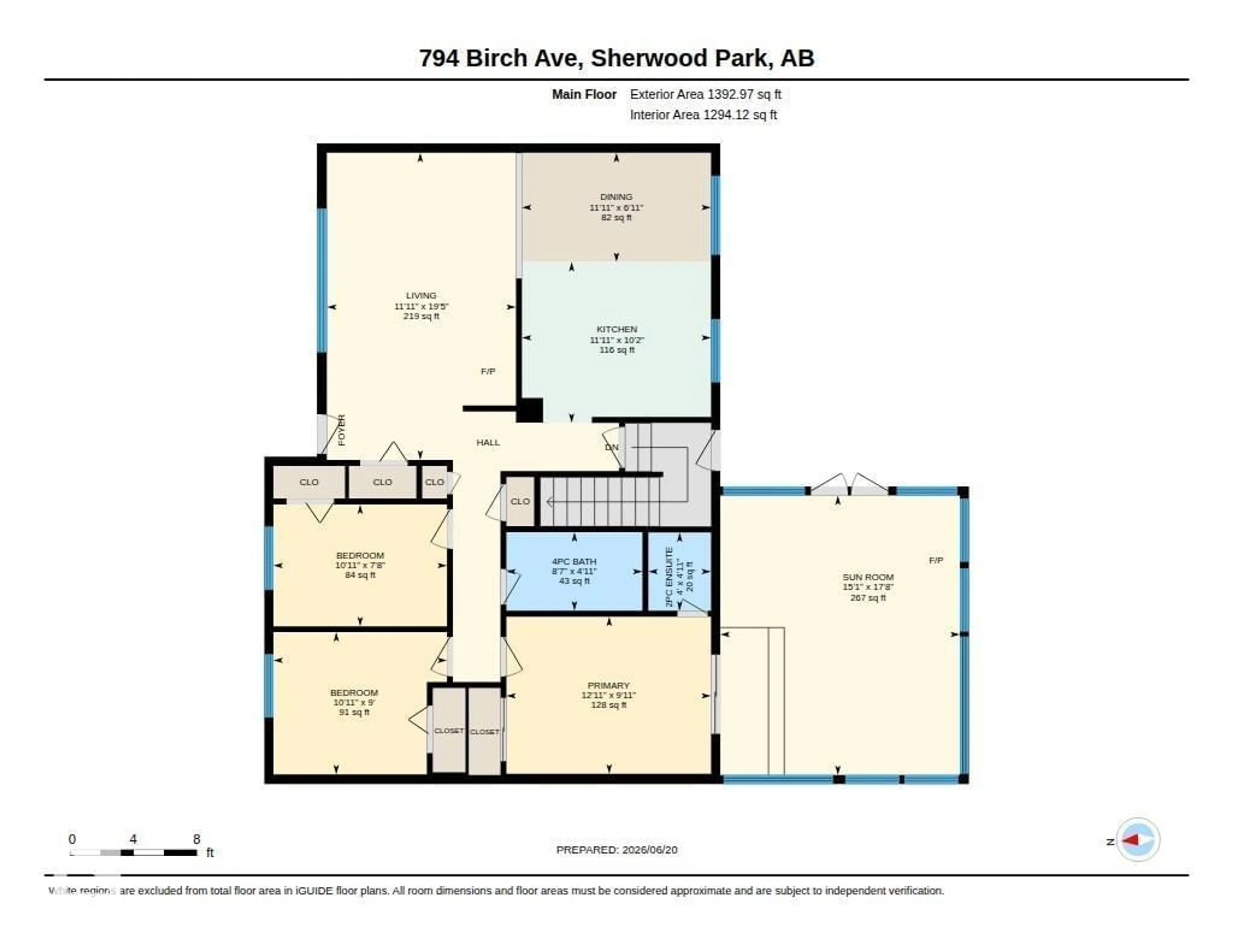 Floor plan for 794 BIRCH AV, Sherwood Park Alberta T8A1X3