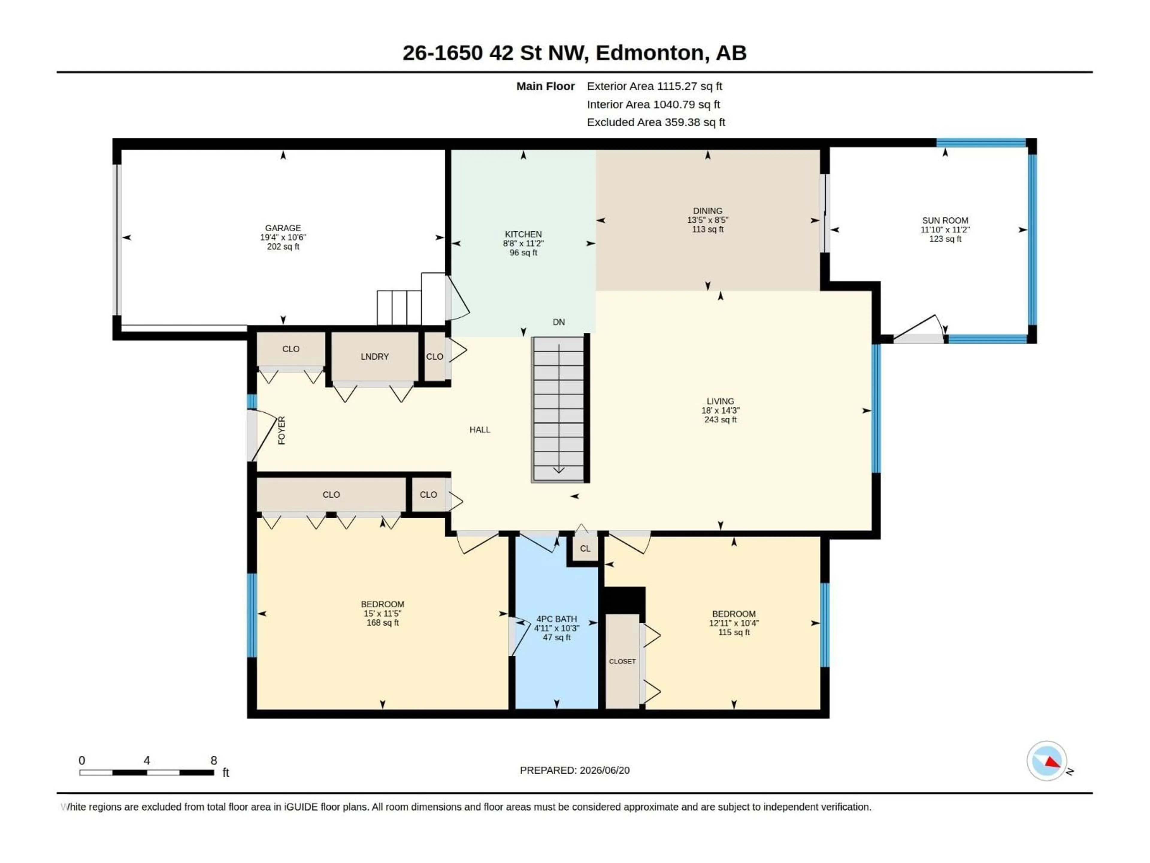 Floor plan for 26 - 1650 42 ST, Edmonton Alberta T6L5P4