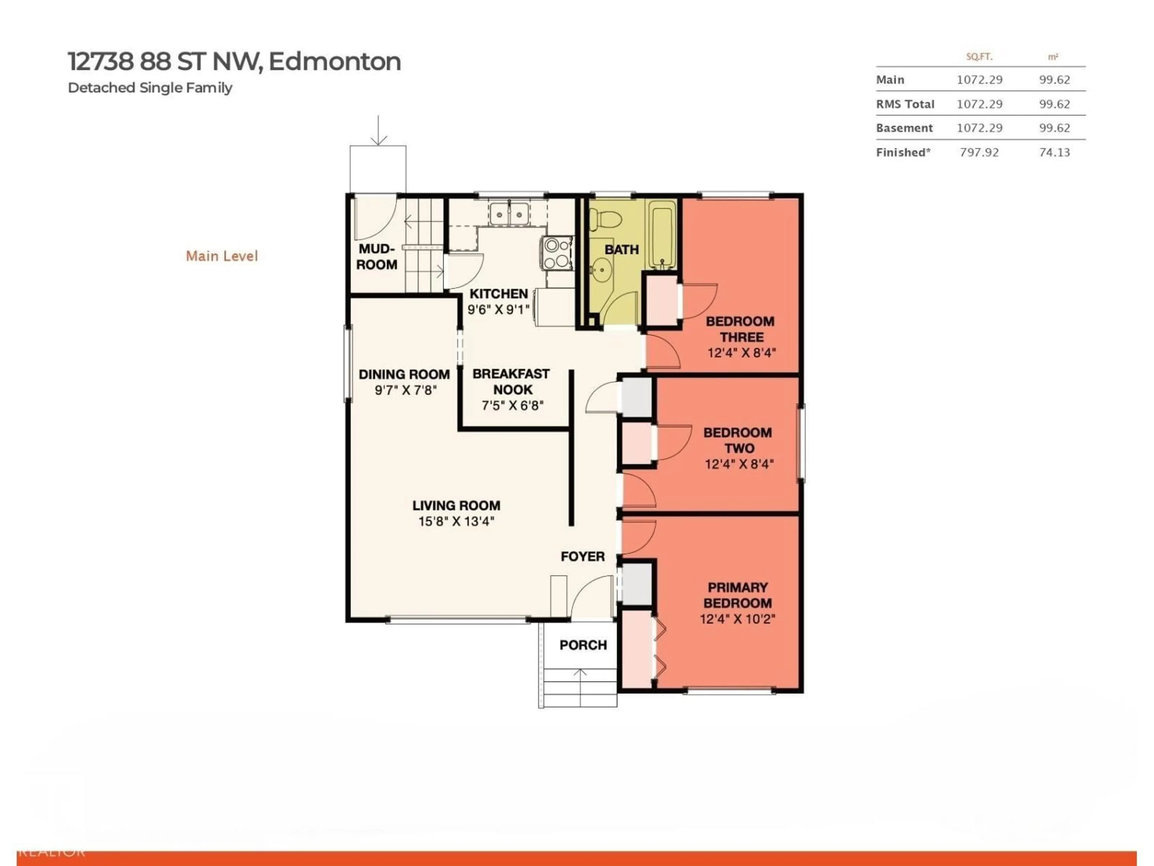 Floor plan for 12738 88 ST, Edmonton Alberta T5E3H1