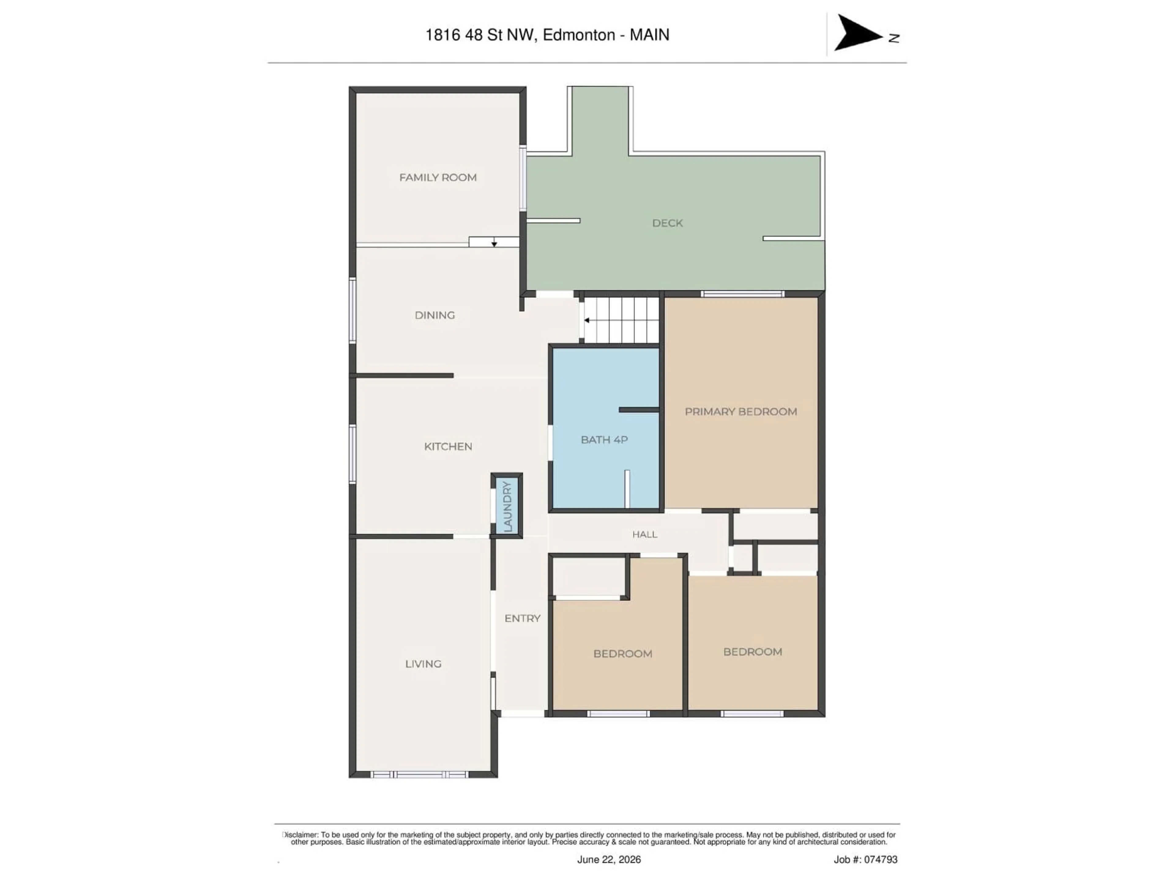 Floor plan for 1816 48 ST, Edmonton Alberta T6L2X6