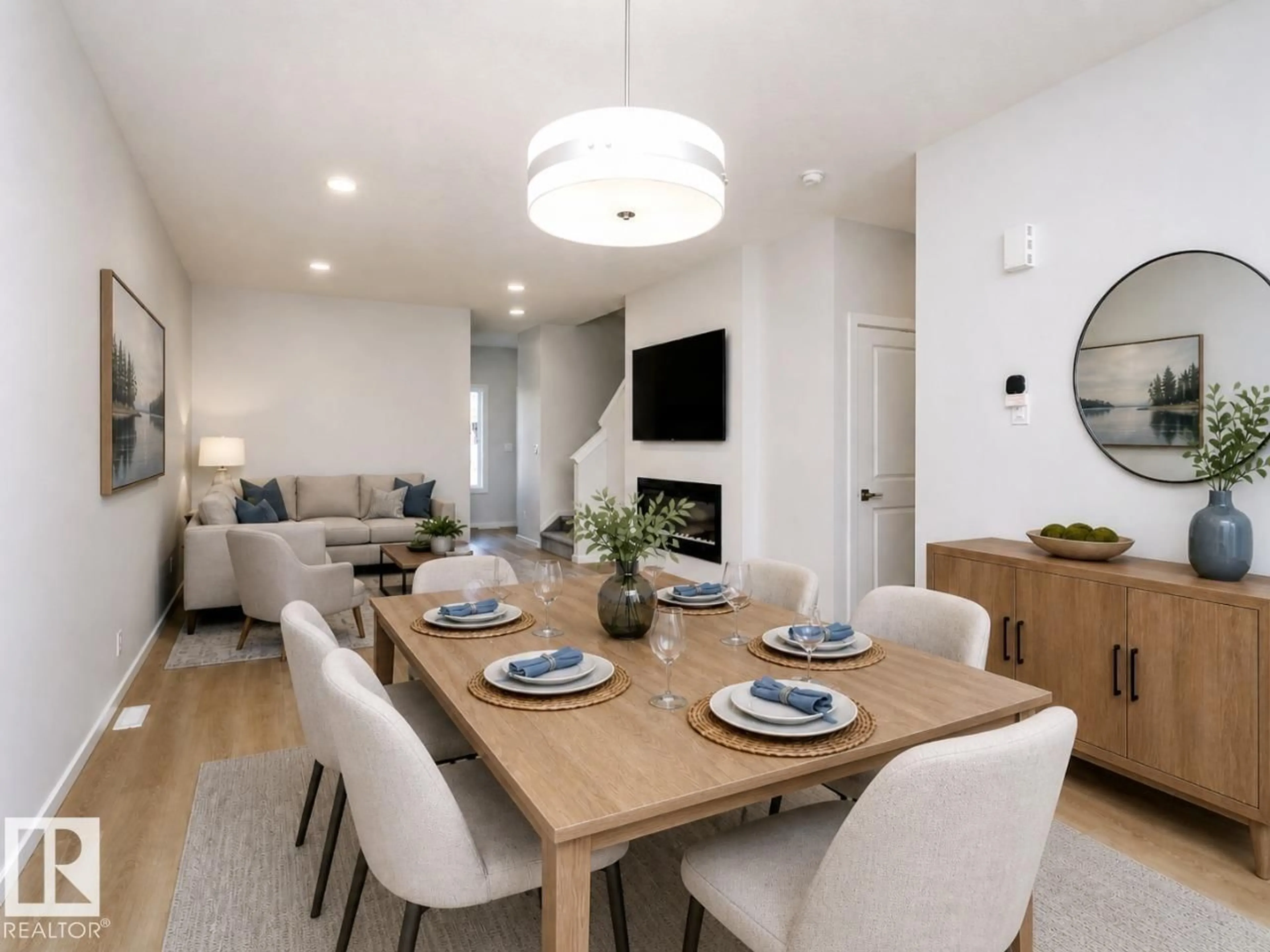 Dining room, wood/laminate floor for 7468 KLAPSTEIN CR, Edmonton Alberta T6W5N8