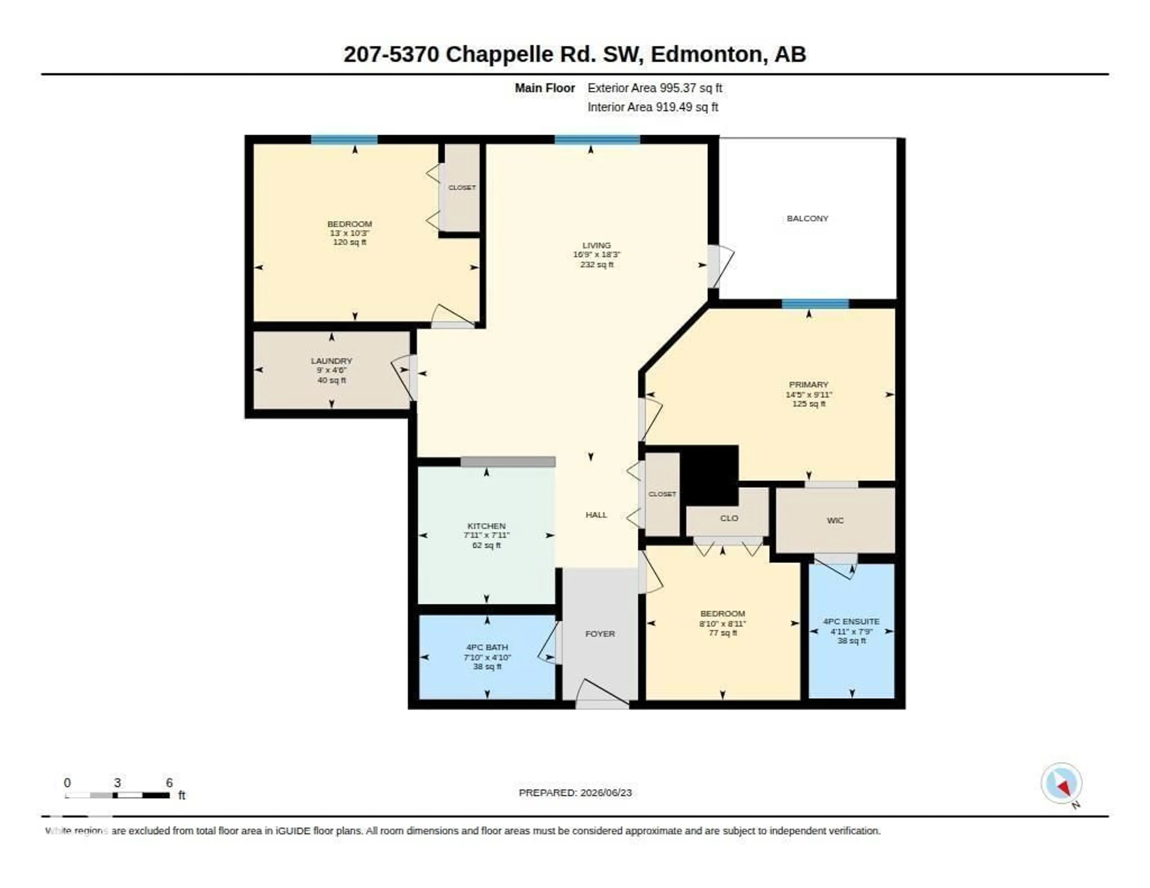 Floor plan for #207 - 5370 CHAPPELLE RD, Edmonton Alberta T6W3L5
