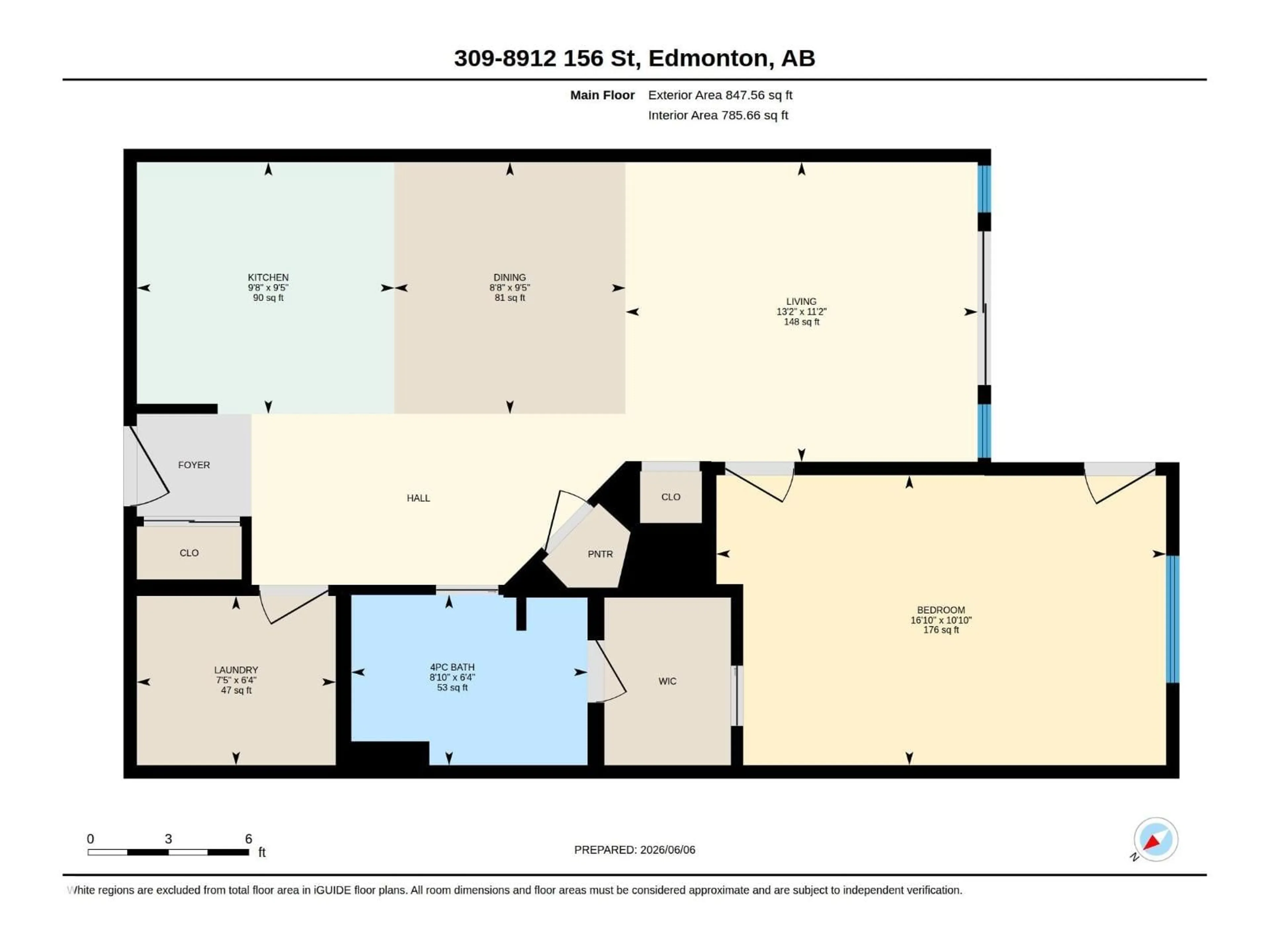 Floor plan for #309 - 8912 156 ST, Edmonton Alberta T5R5Z2