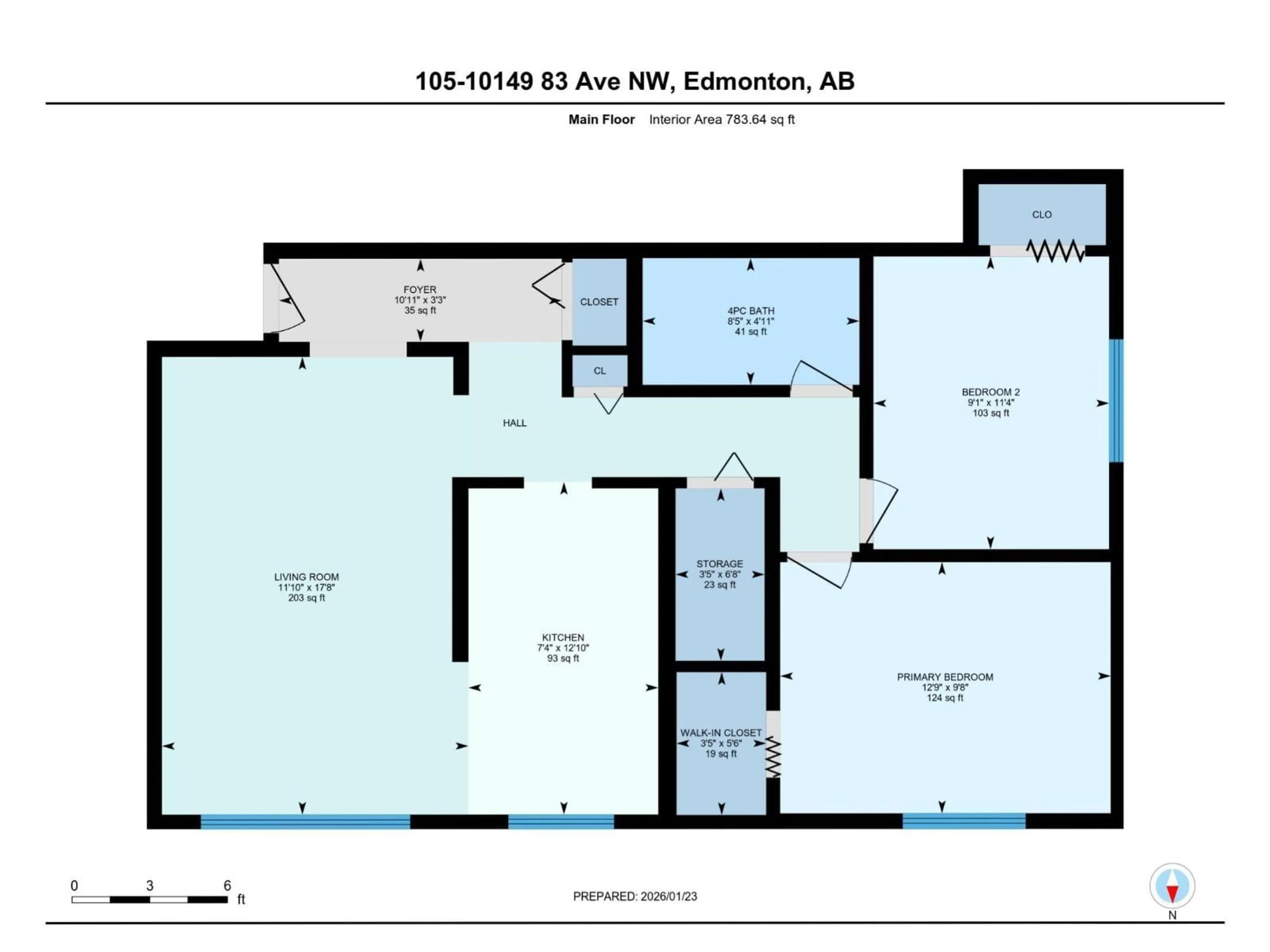Floor plan for #105 - 10149 83 AV, Edmonton Alberta T6E2C5