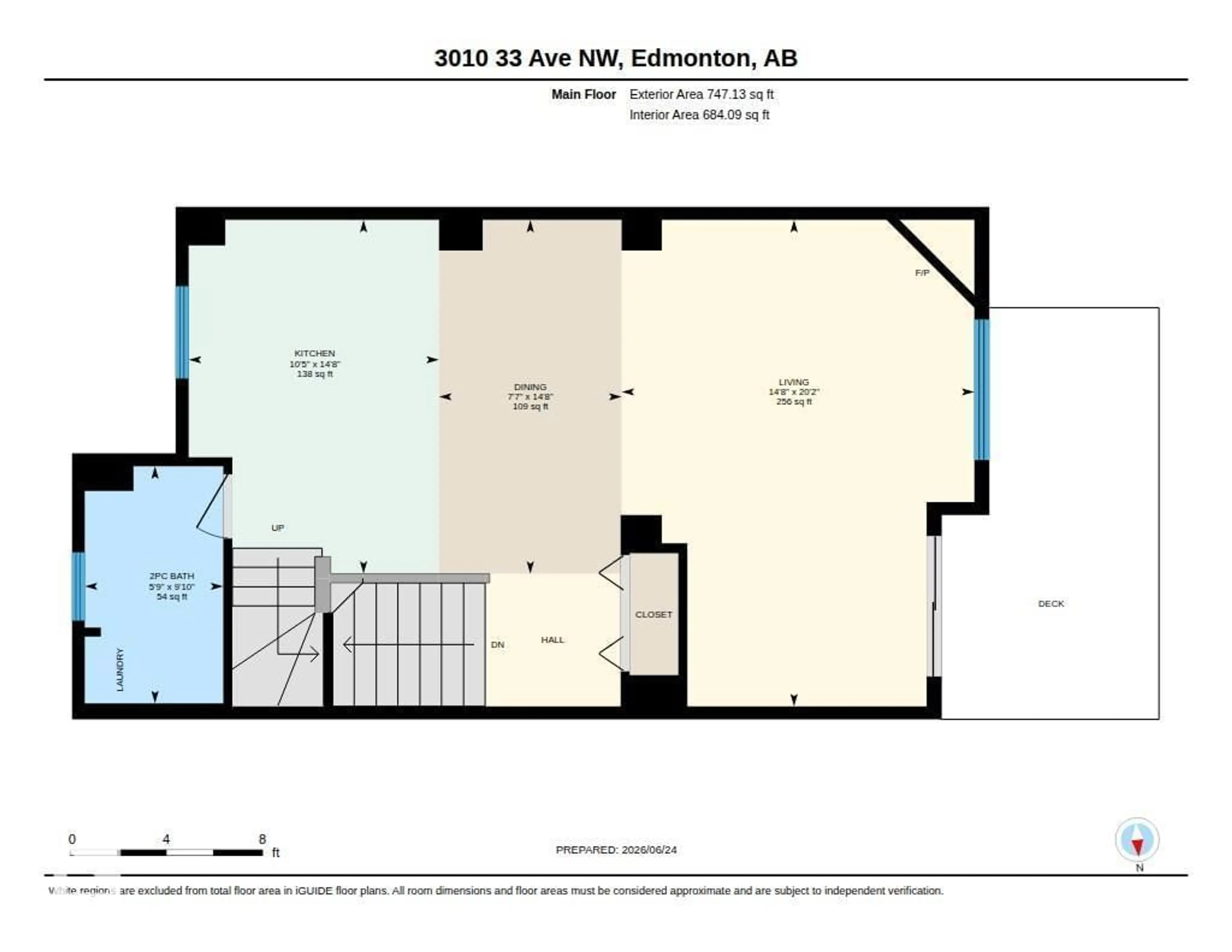 Floor plan for #101 - 3010 33 AV, Edmonton Alberta T6T0C3