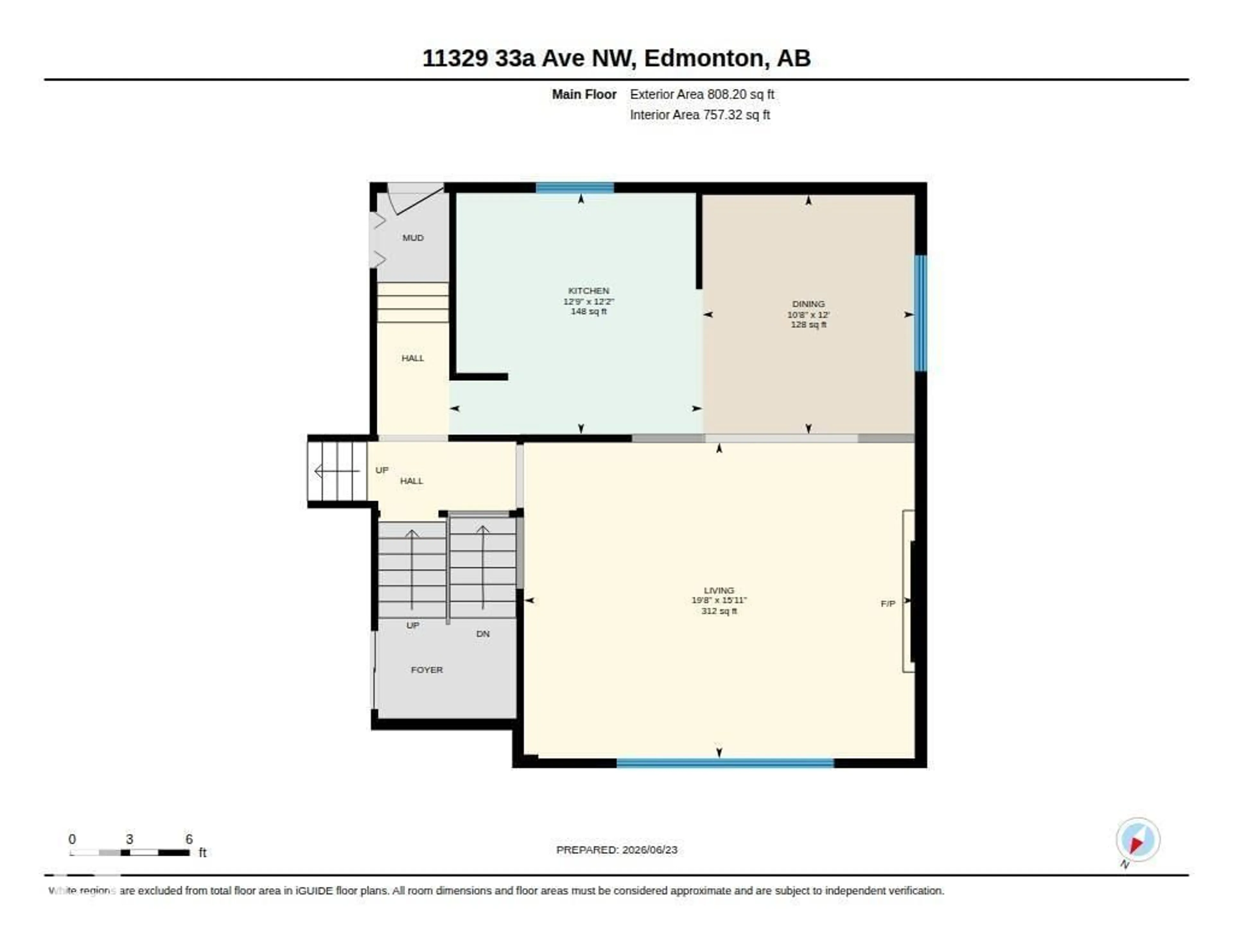 Floor plan for 11329 33A AV, Edmonton Alberta T6J4G1