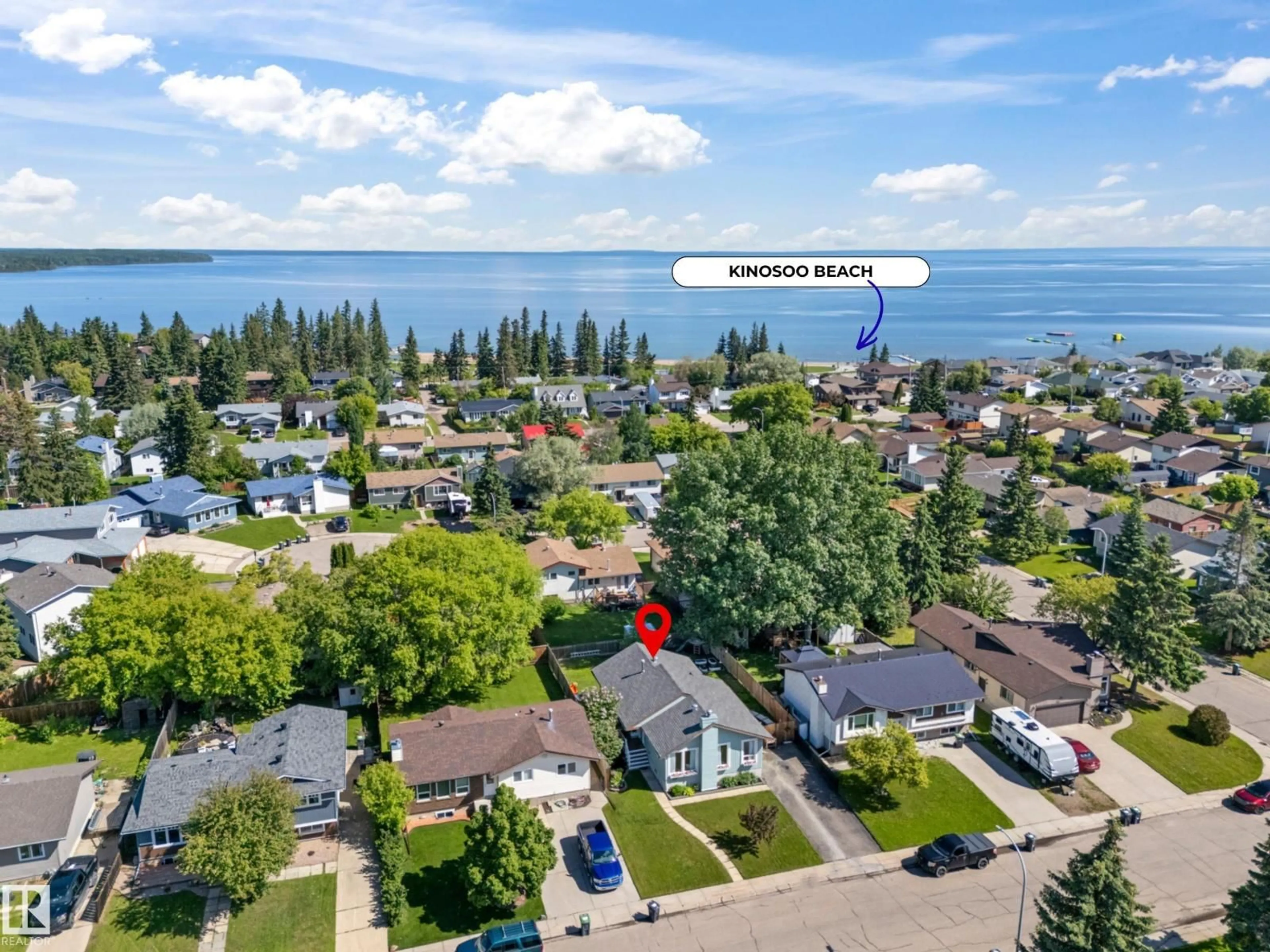 A pic from outside/outdoor area/front of a property/back of a property/a pic from drone, water/lake/river/ocean view for 2006 3 AV, Cold Lake Alberta T9M1E1